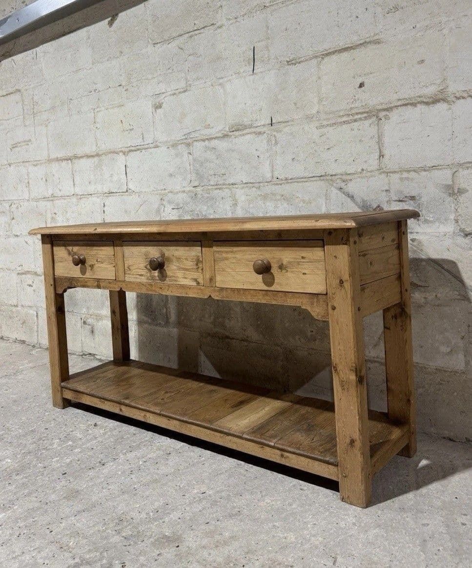 Vintage Antique Style Solid Pine Sideboard Console Hall Side Table Pot Shelf photo Furniture