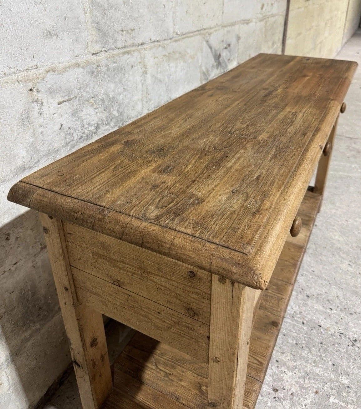 1195.0 Vintage Antique Style Solid Pine Sideboard Console Hall Side Table Pot Shelf photo