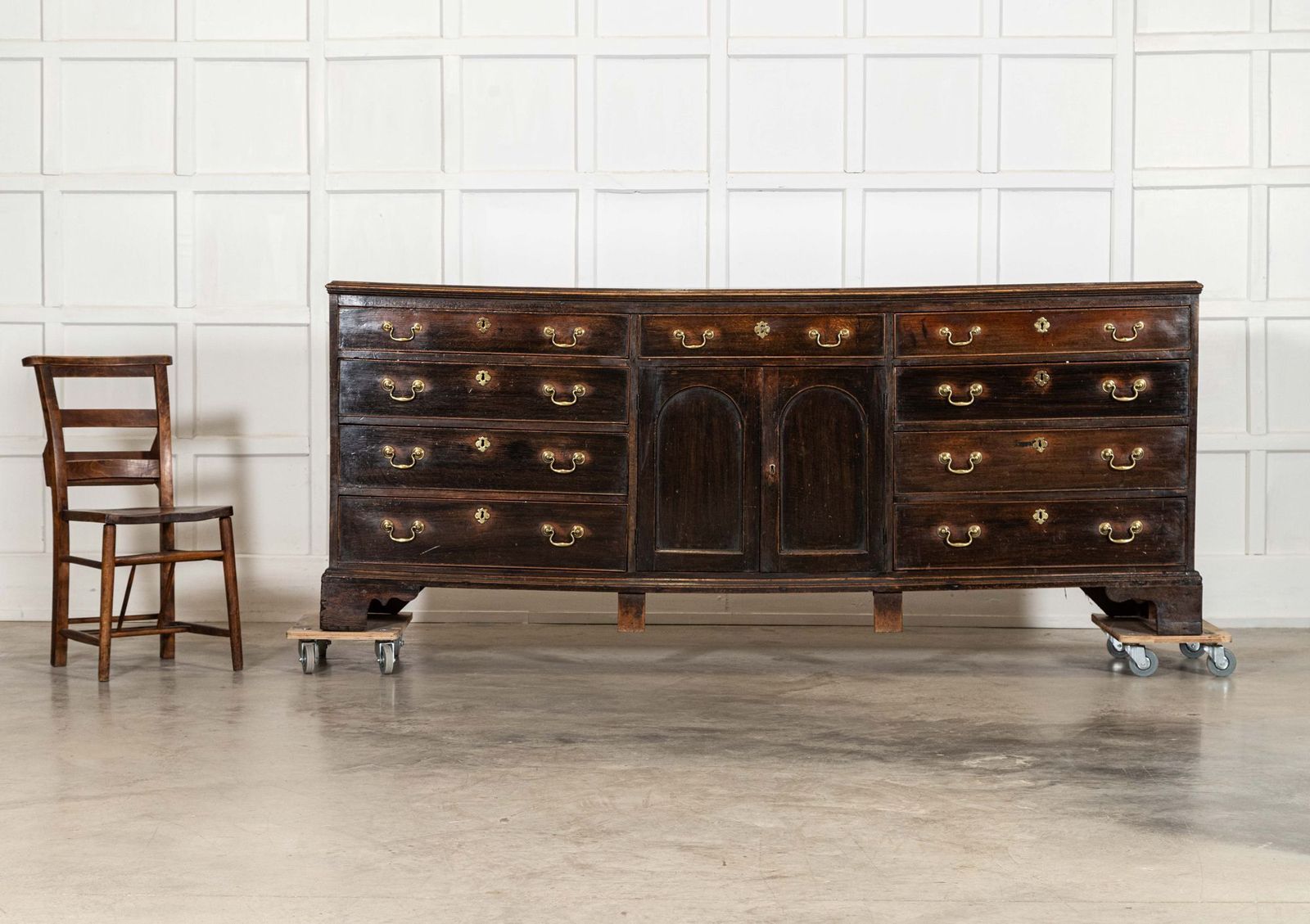 Large English George III Provincial Oak Dresser Base photo for sale