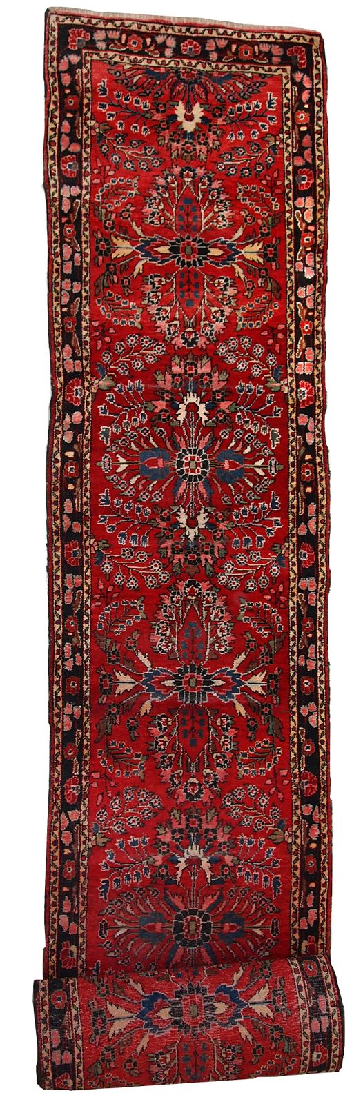 Handmade Antique Floral Wool Runner — 84 × 712 Cm — 1910s