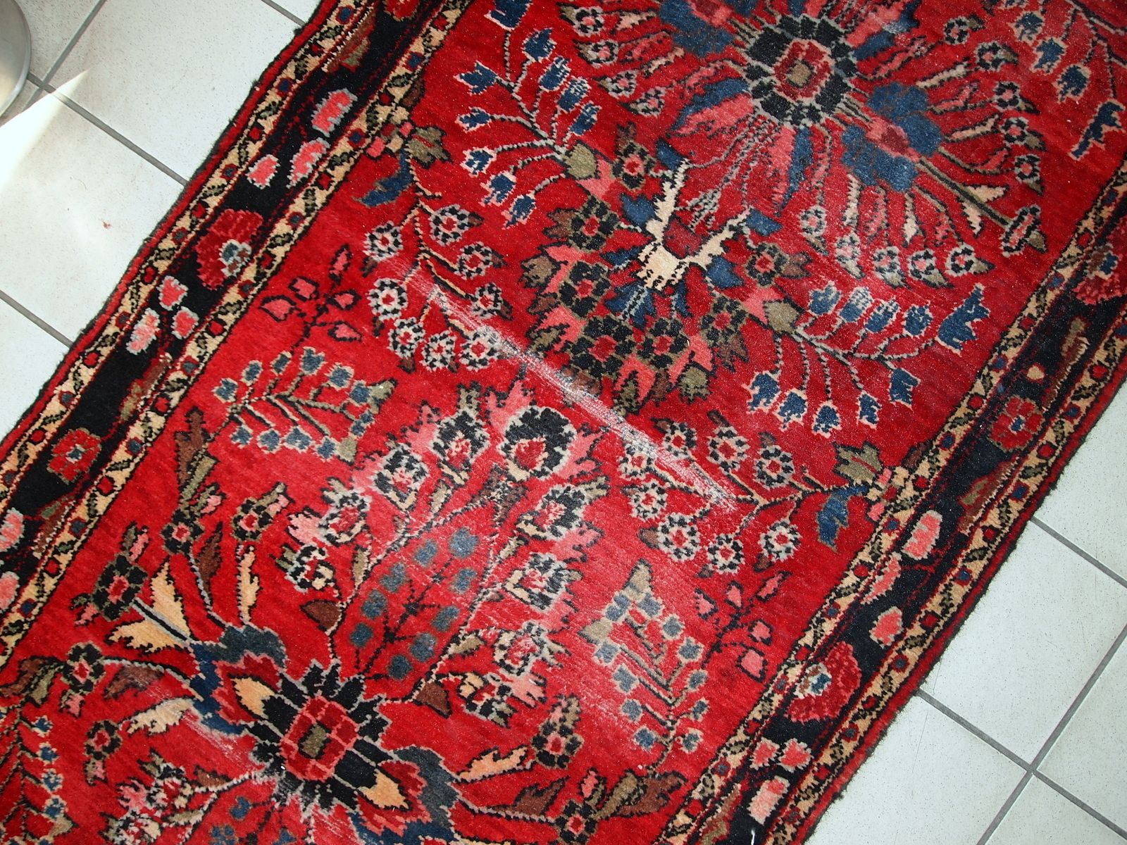 Handmade Antique Floral Wool Runner — 84 × 712 Cm — 1910s photo vintage