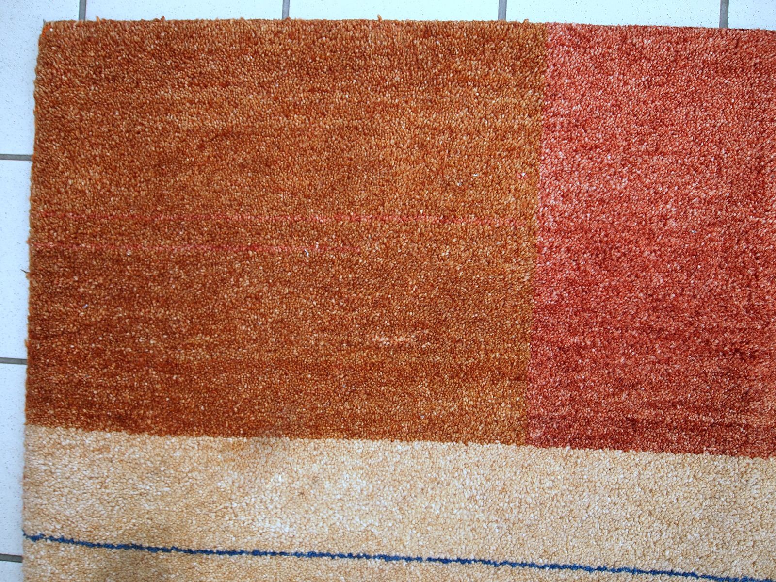 Handmade Vintage Geometric Wool Rug — 6'5" × 9'8" — 1980s photo for sale
