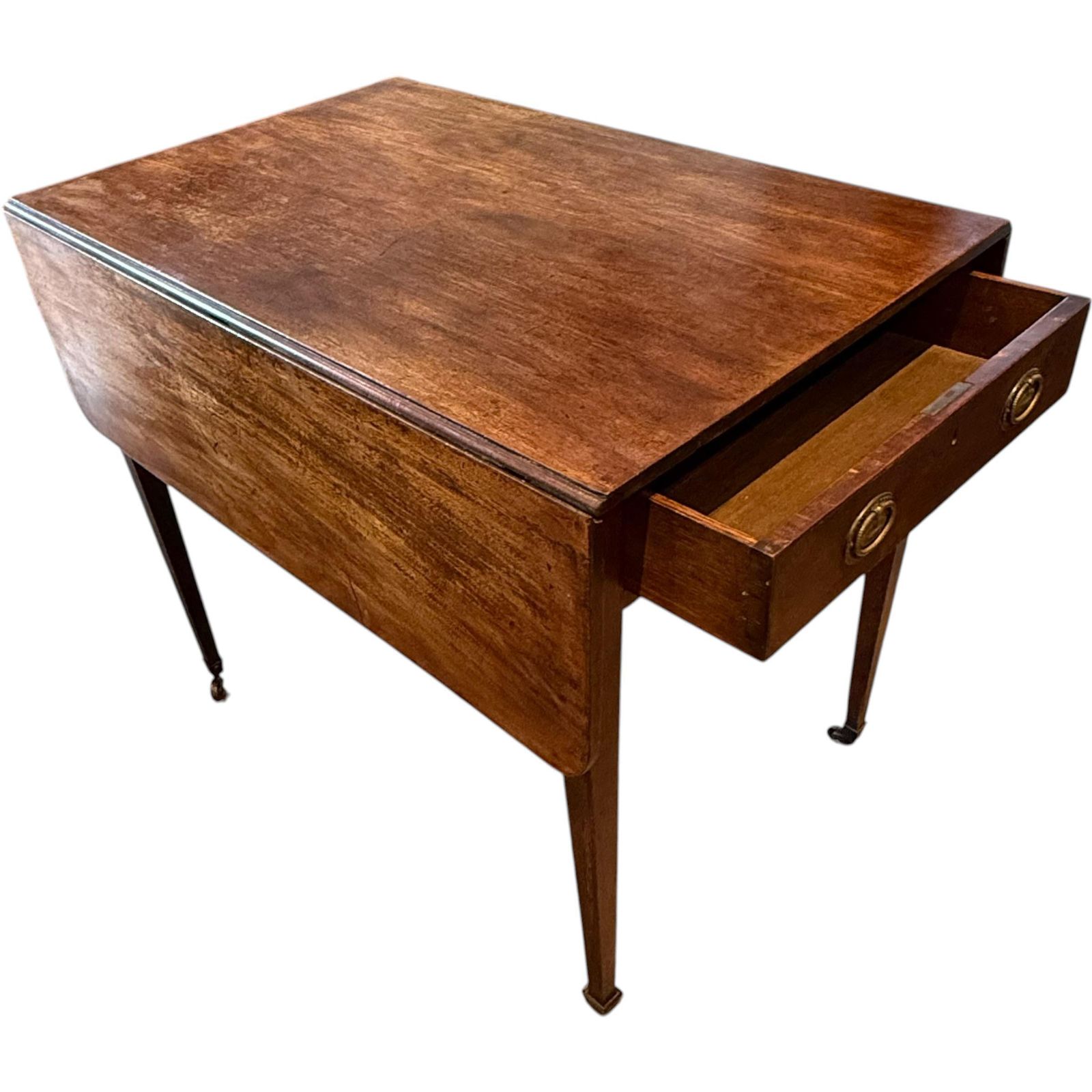 photo for sale Antique Georgian Mahogany Pembroke Table, Drop Leaf Side Table, English Antique Furniture, Occasional Table With Drawer