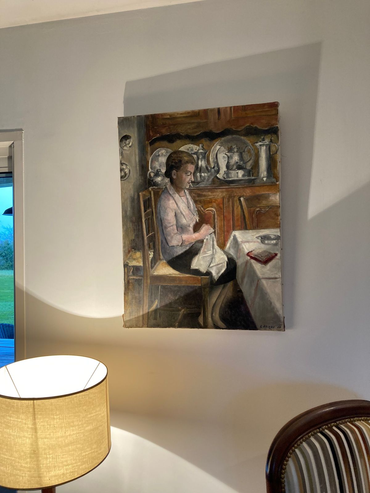 Oil On Canvas Scene Of Life., 1960s photo for sale