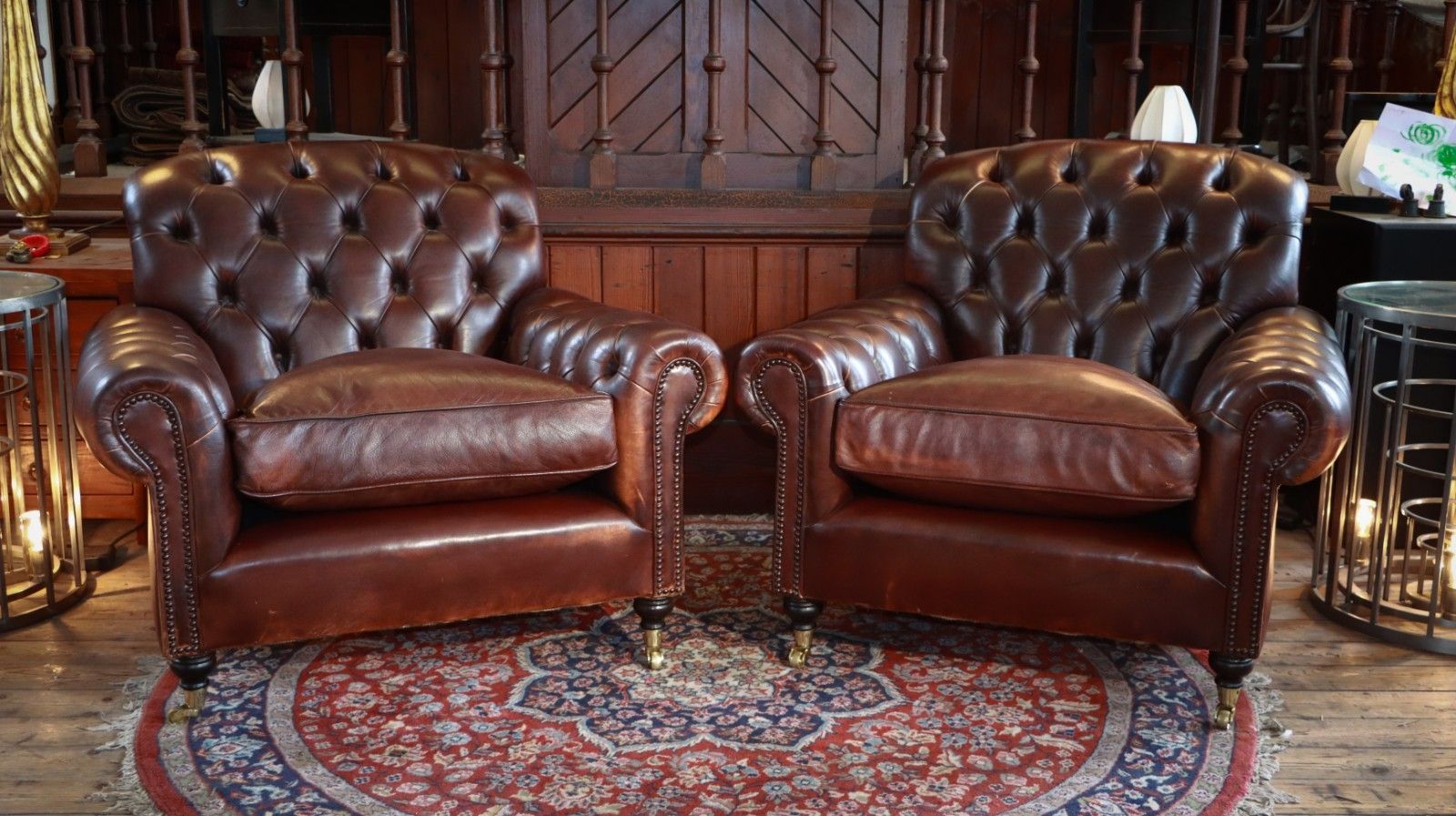 photo furniture Stunning Pair George Smith Bulgari Club Library Leather Armchairs Dark Tan  🚚