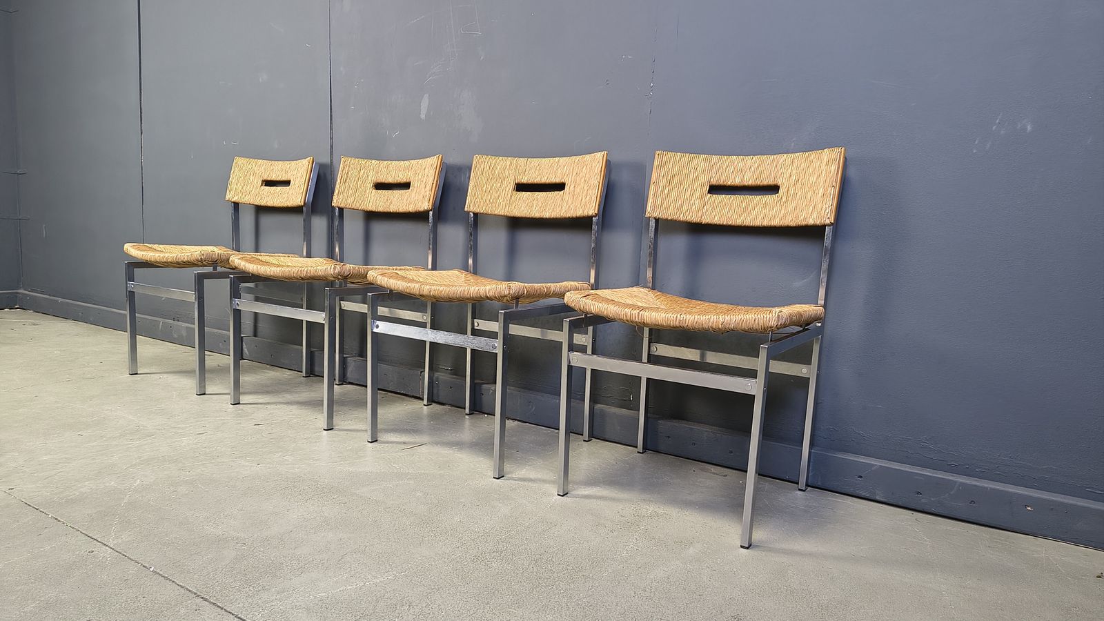 Belgian Wicker And Chrome Dining Chairs, 1970s   Set Of 4 photo buy