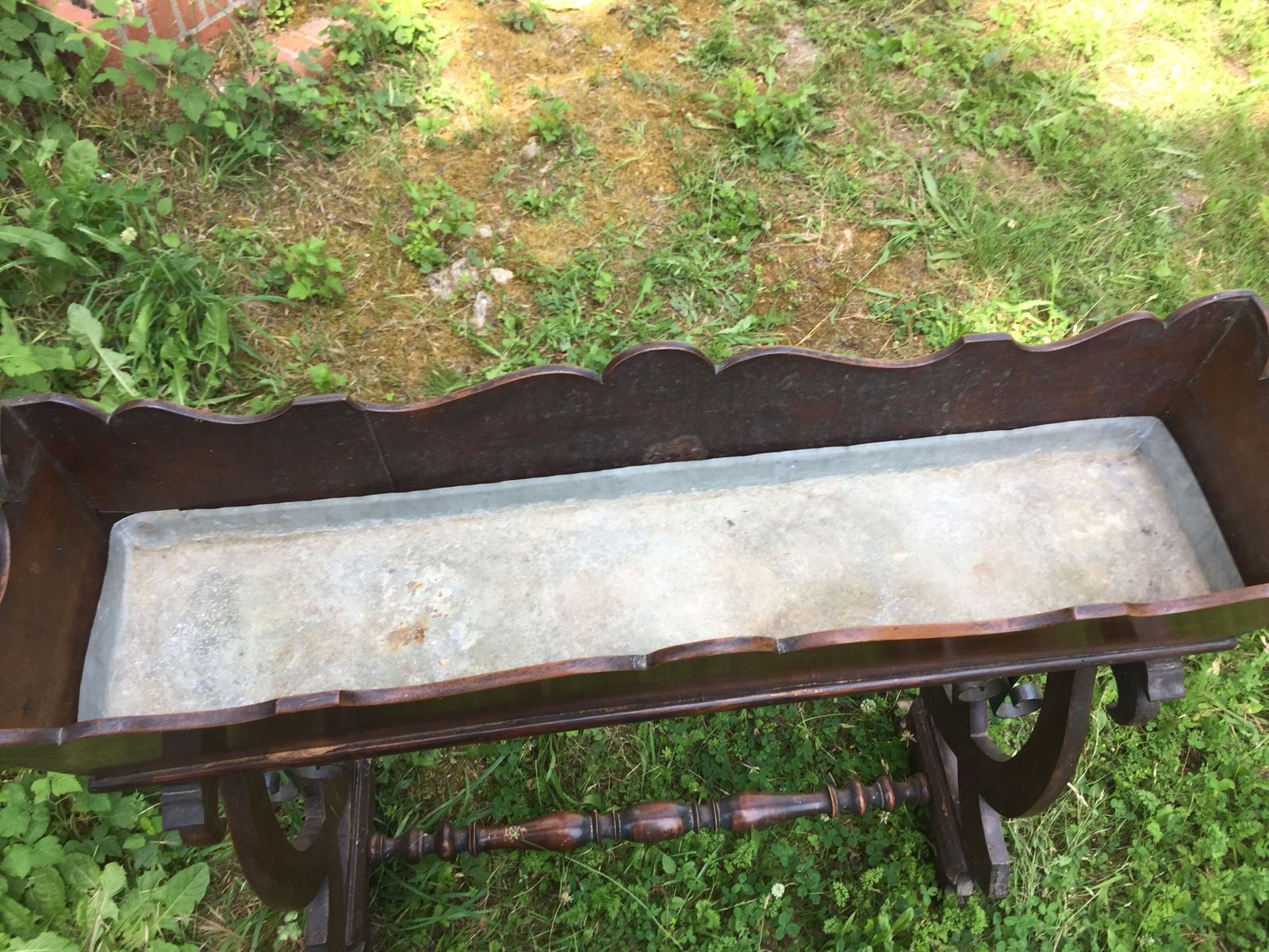 Wrought Iron And Zinc Wood Planter. photo buy