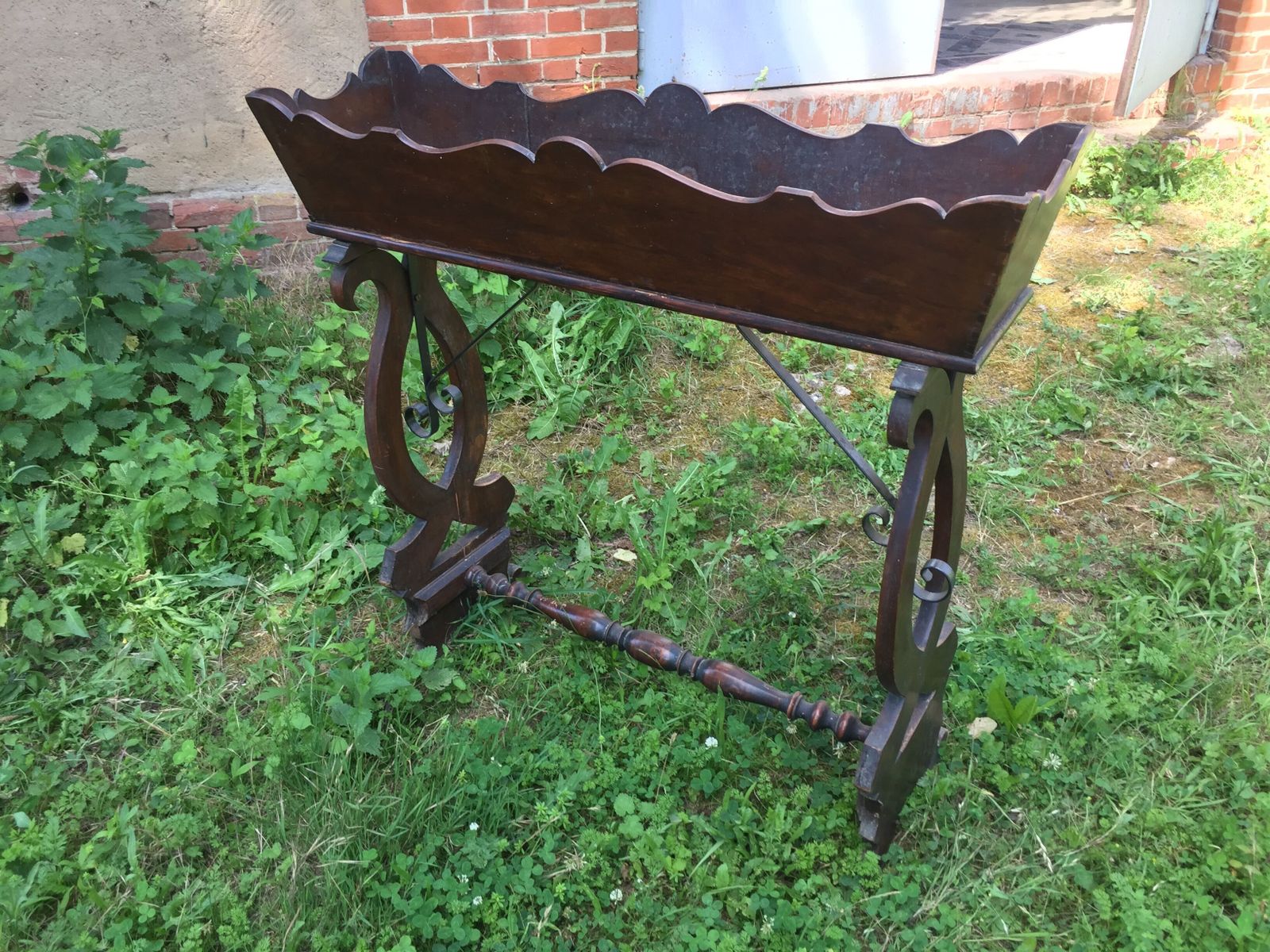 photo for sale Wrought Iron And Zinc Wood Planter.