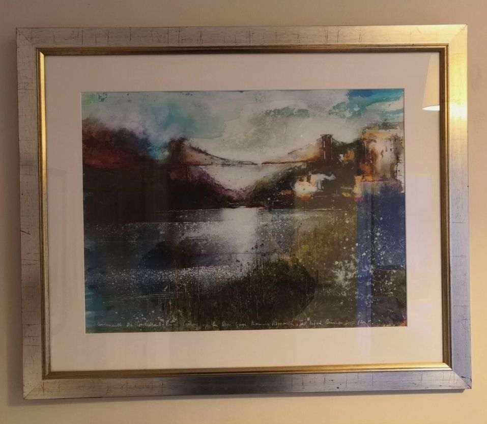 photo vinterior Clifton Suspension Bridge Print. Bristol. Impressionist Art. Ink