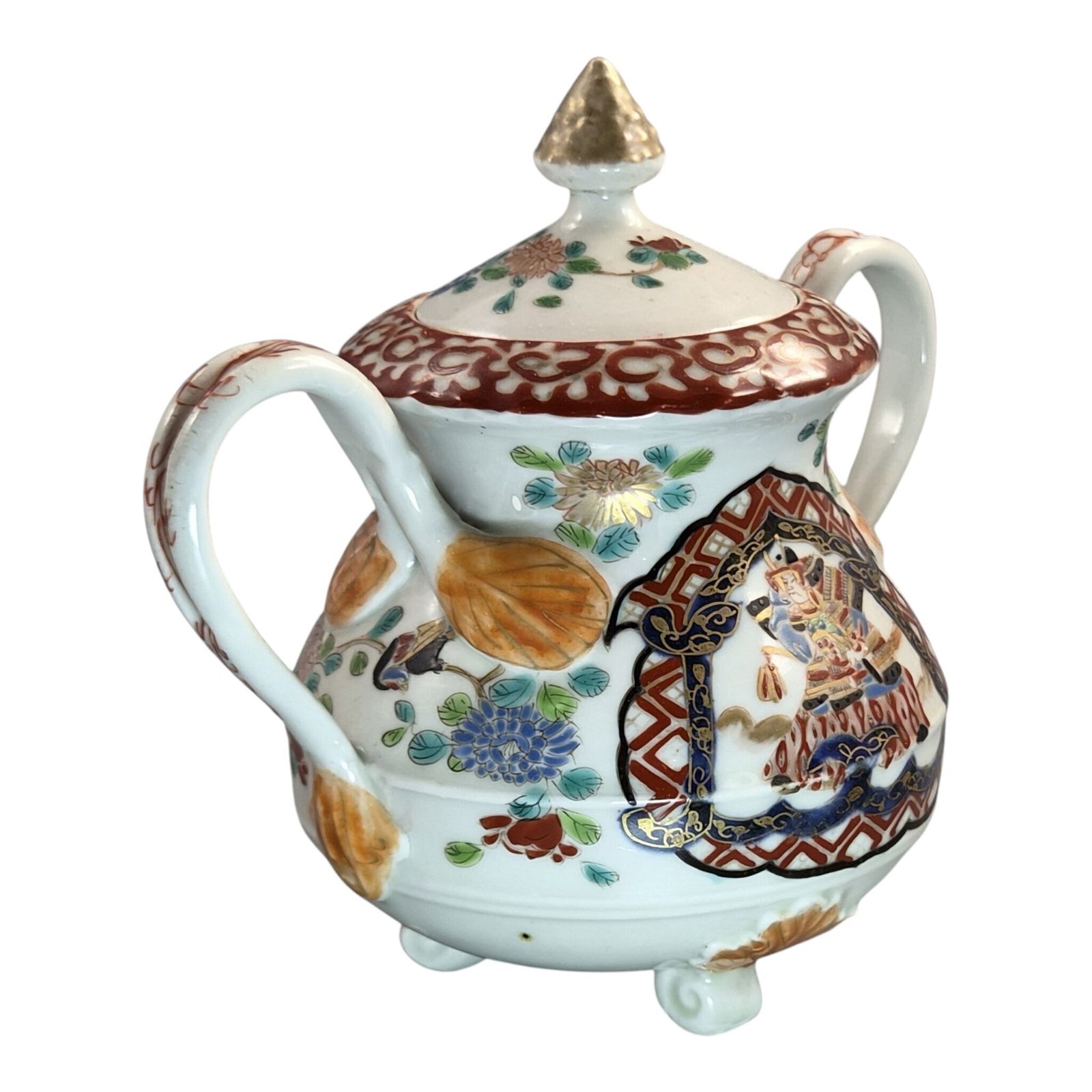 Antique Japanese Imari Sugar Bowl, Hichozan Fukagawa, Meiji Period photo for sale
