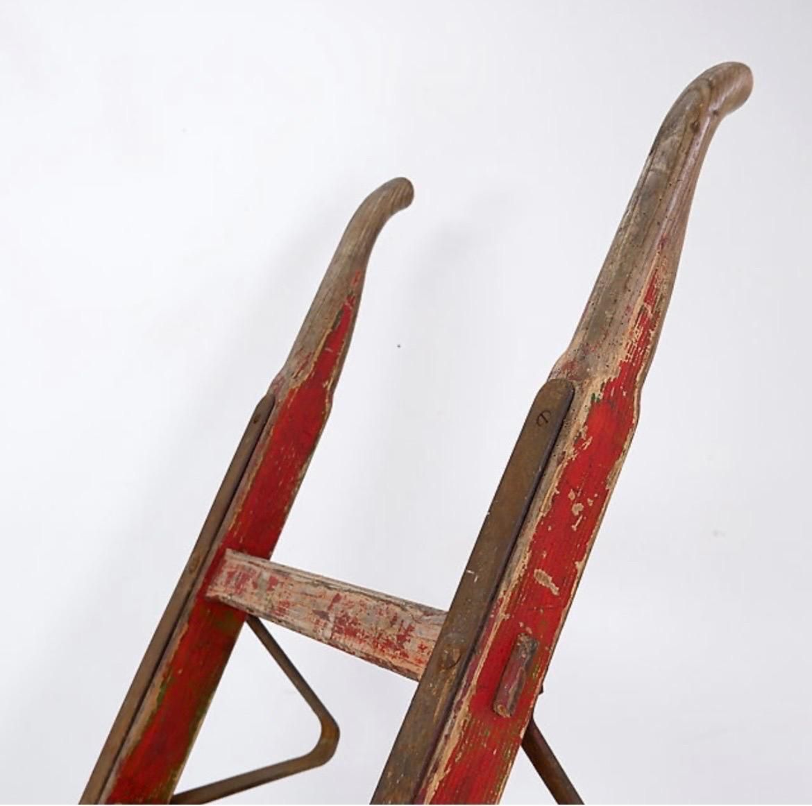 Mid 20th Century Antique Wooden Hand Truck In Campaign Style photo vintage