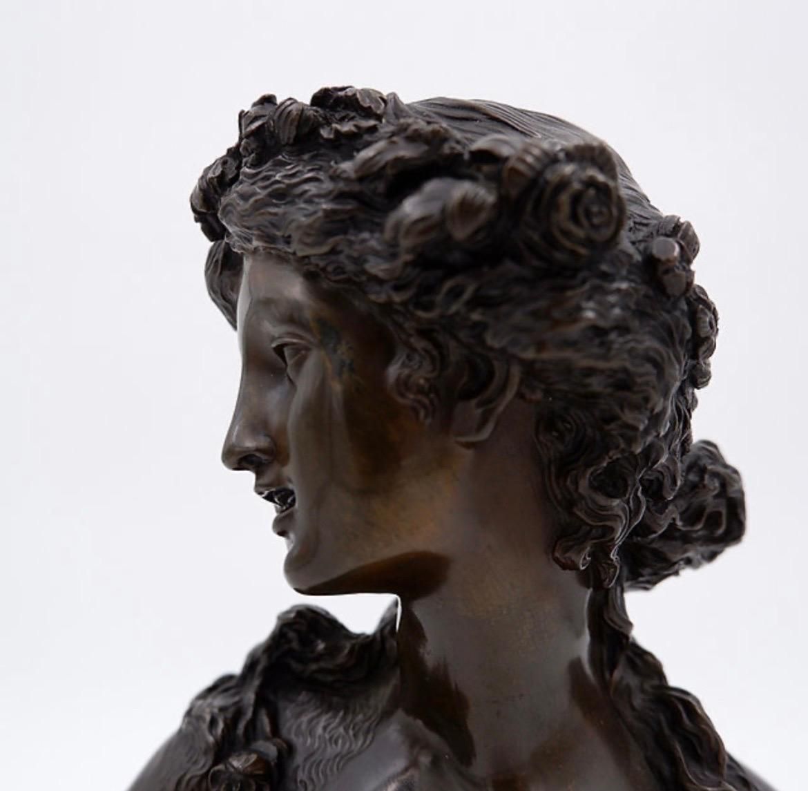 J.C. Marin Bronze "Jeune Femme Couronnée De Fleurs " 19th Century photo furniture