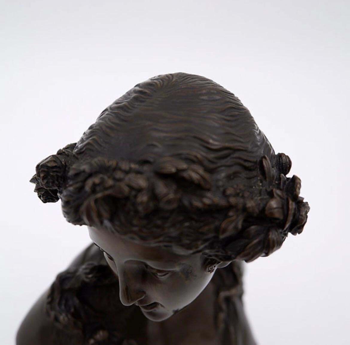 Art J.C. Marin Bronze "Jeune Femme Couronnée De Fleurs " 19th Century photo