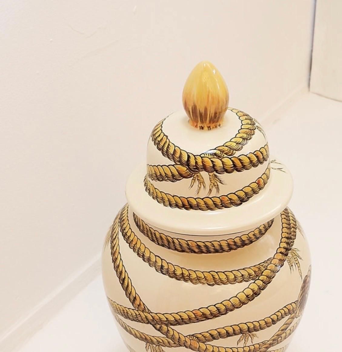 Large Porcelain Rope Vase Potiche, Contemporary Design, 21st Century photo 802.0