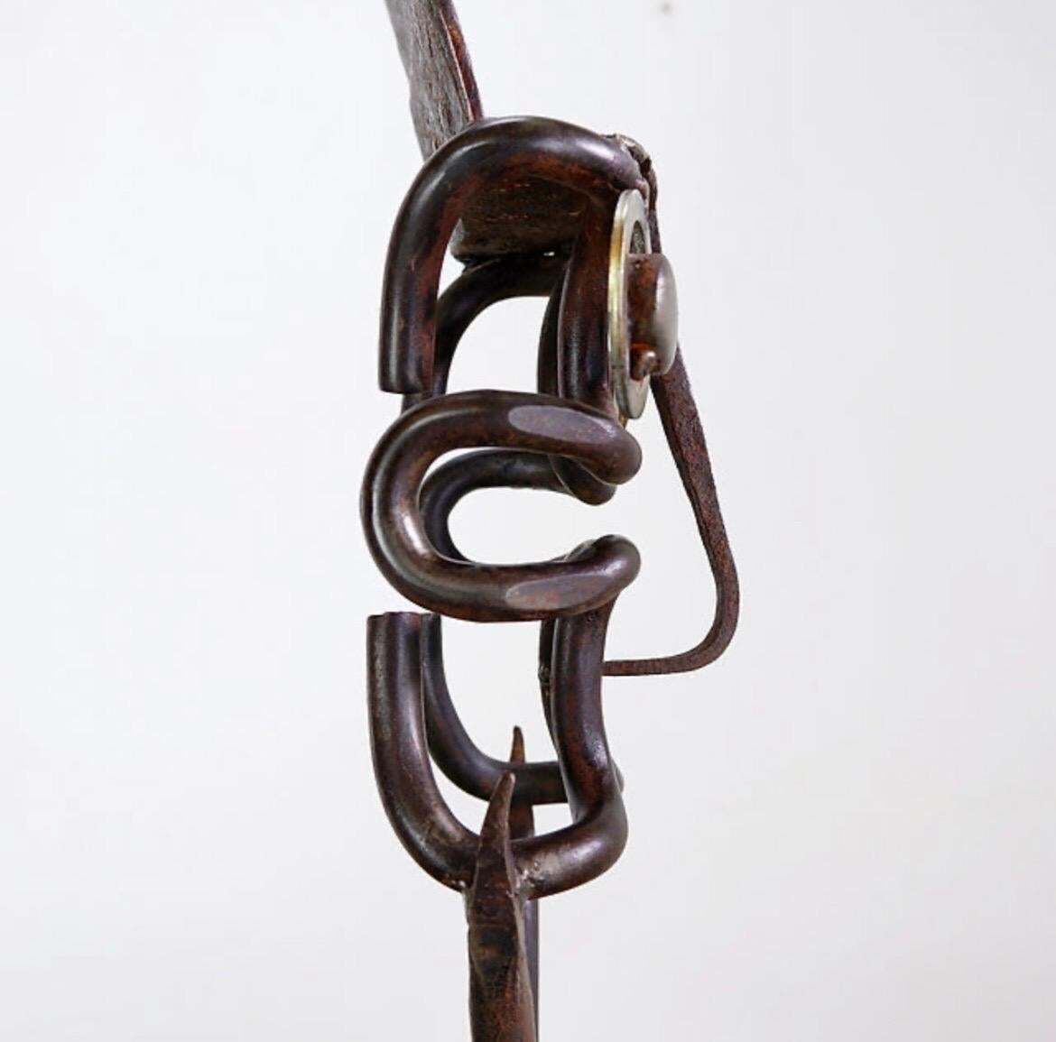 Mid 20th Century Brutalist Metal Sculpture Mask By Soud’art, 78cm photo vinterior