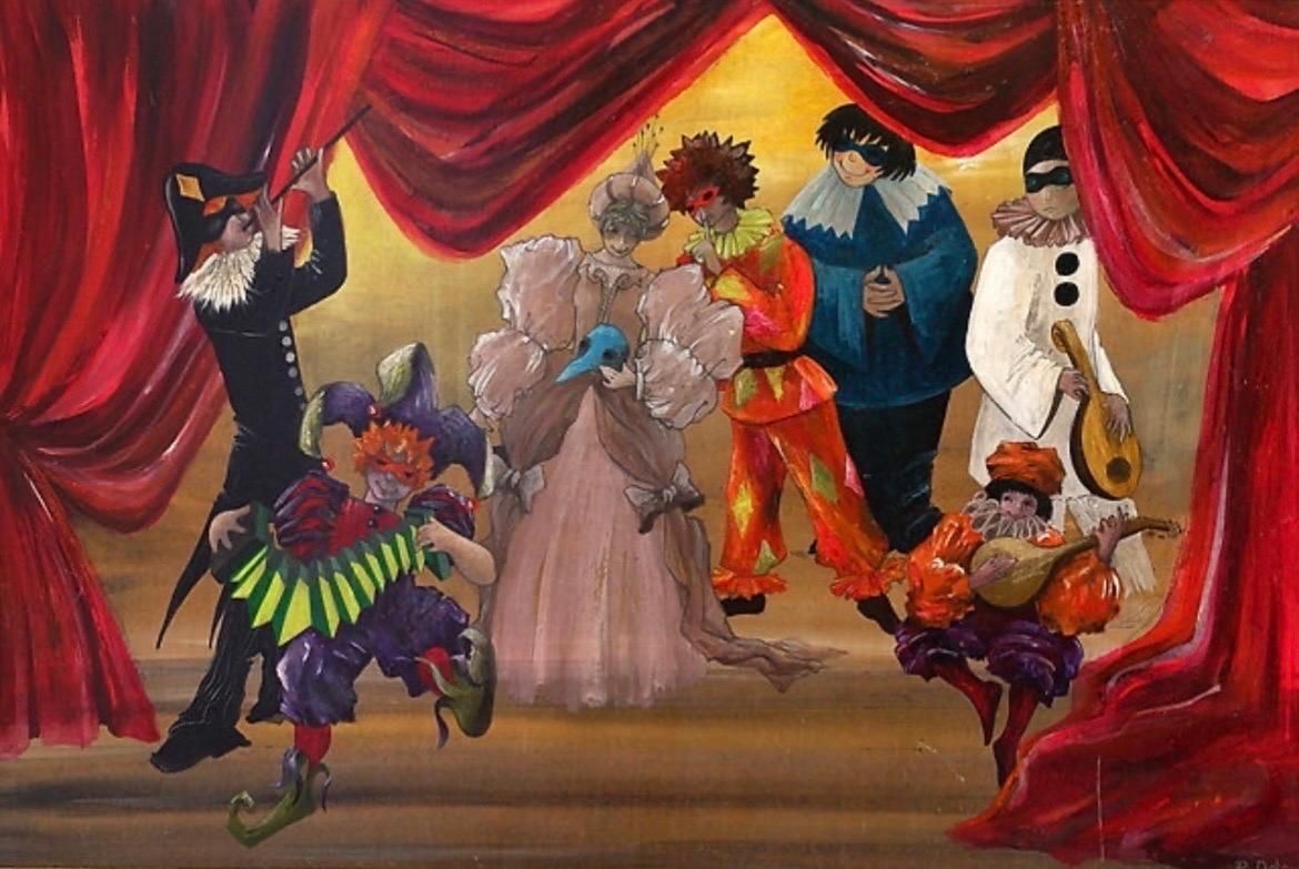 'Carnival' Acrylic Painting On Panel, Belgium, 1990s, Renée Smith Odou photo buy