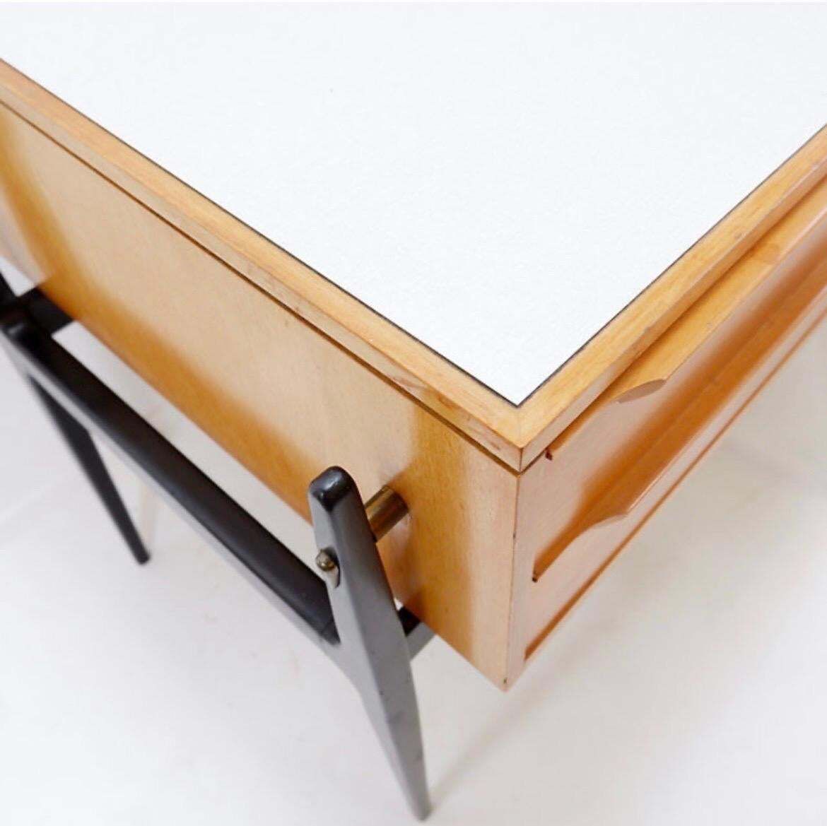 3337.0 Alfred Hendrickx Style De Coene Desk, Beech Wood, Belgium, 1950 photo