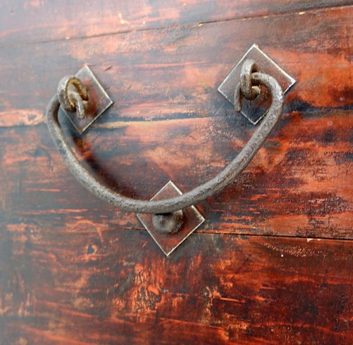 Antique Japanese Wood & Iron Chest, Wabi Sabi Style, Distressed 1945 photo buy