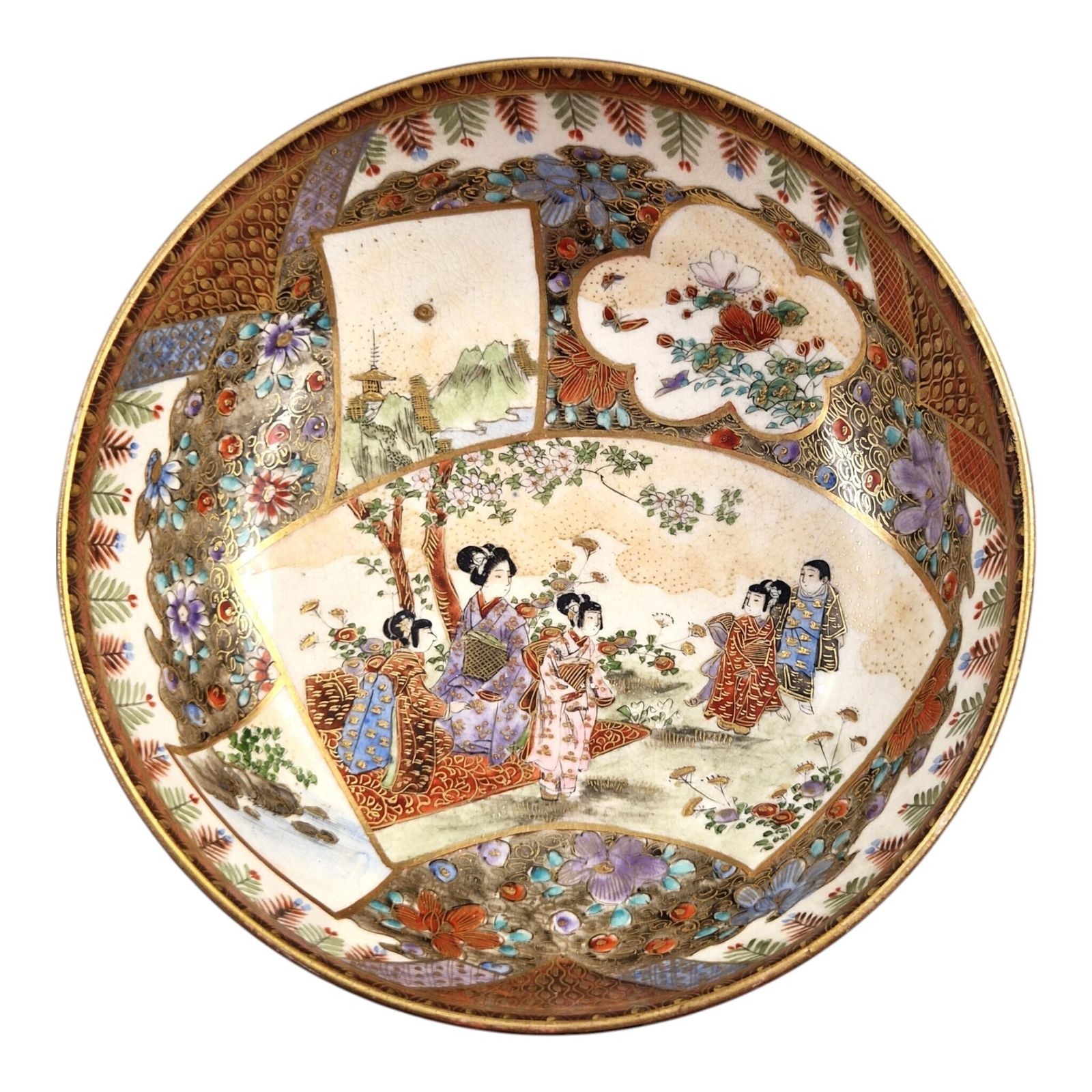 photo furniture Fijn Meiji Japans Satsuma-kom, gesigneerd Kozan, ca. 1890-1905