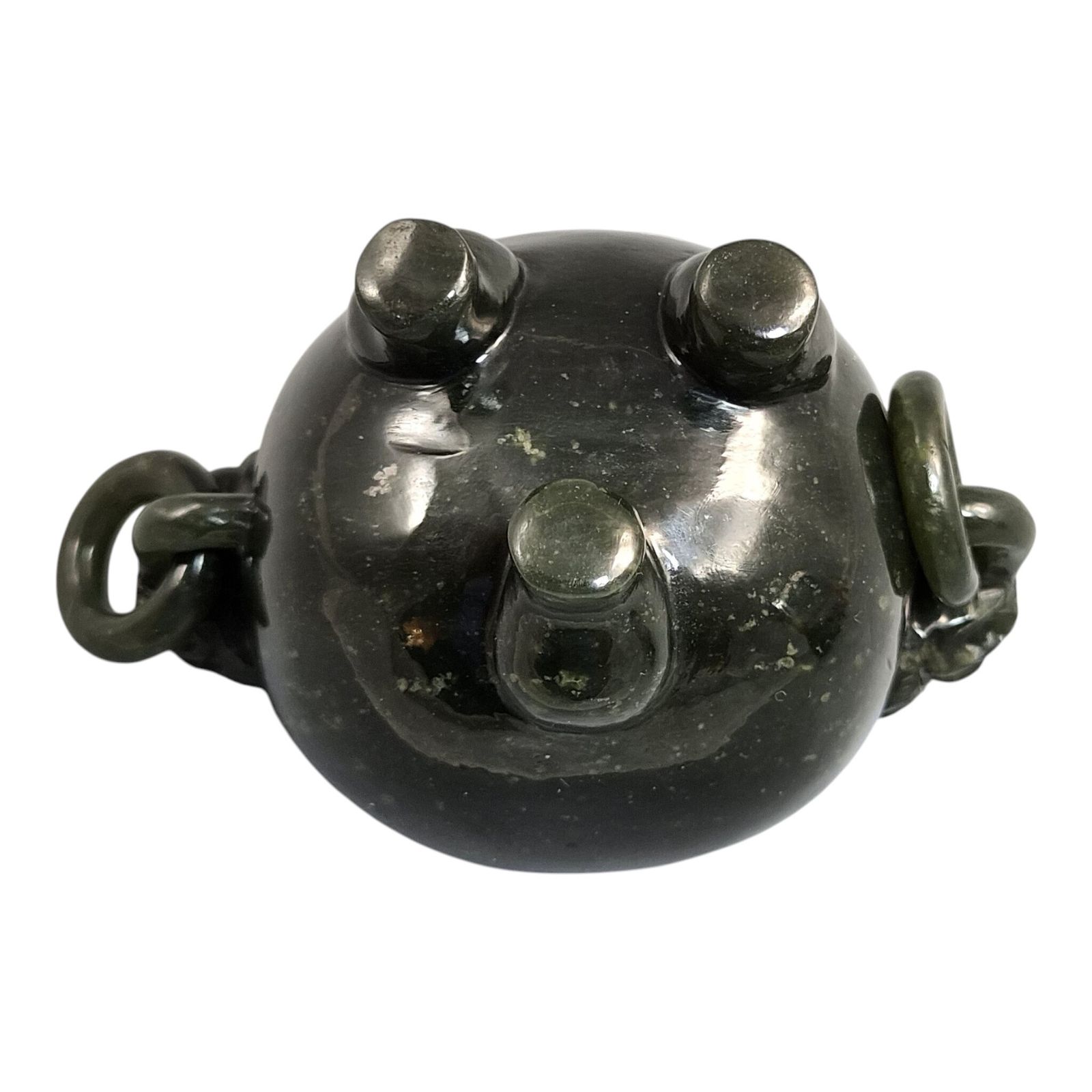 photo for sale Chinese Spinach Green Jade Incense Burner With Foo Dog Lid, C. 1900–1920