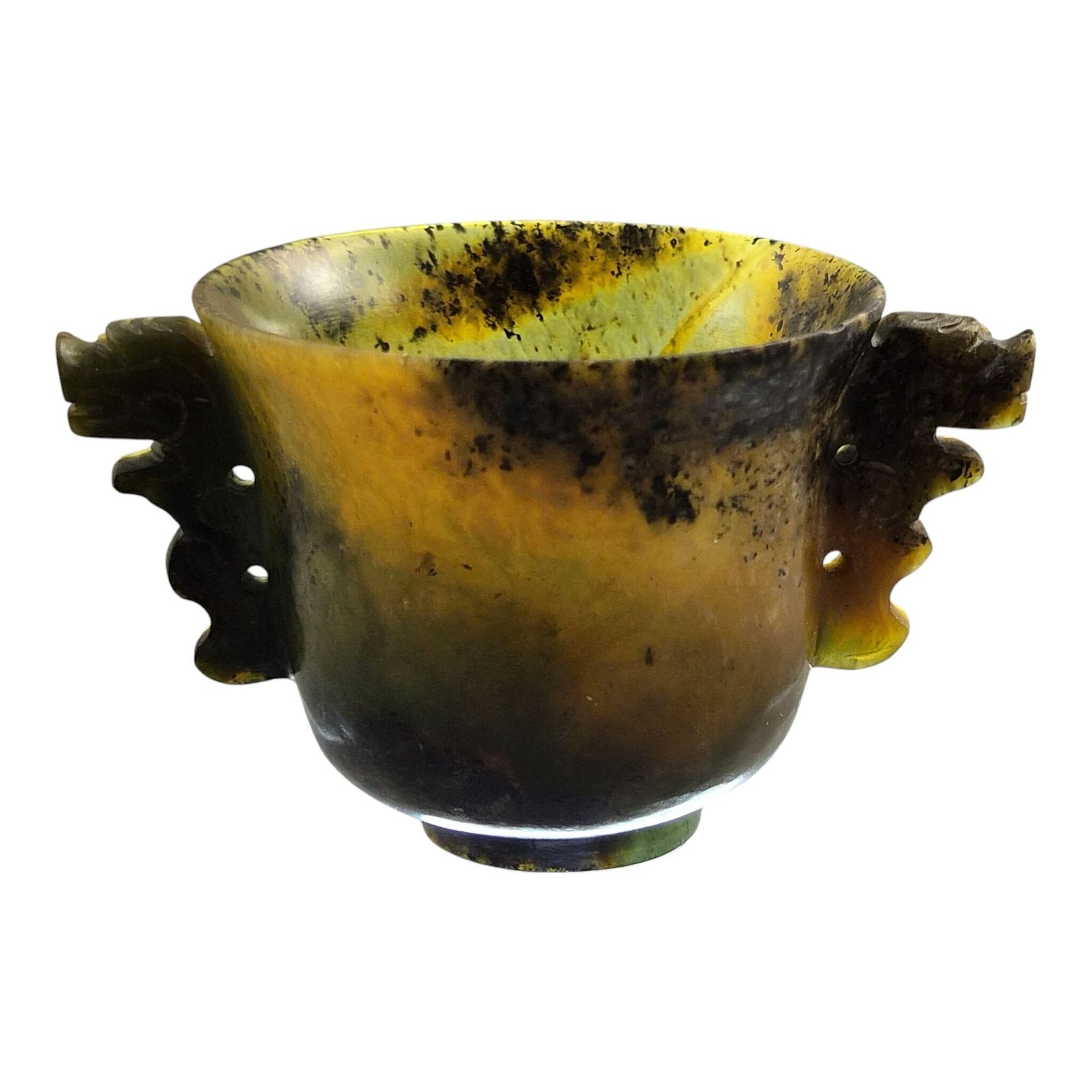 Chinese Nephrite Archaistic Scholar’s Cup With Taotie Handles C. 1900–1910 photo buy