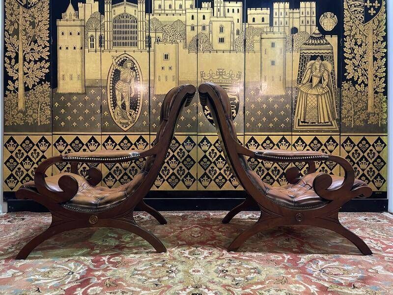 Pair Of English Chesterfield Leather Armchairs photo 823.0