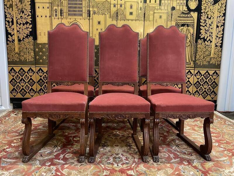 photo for sale Set Of 6 Renaissance   Louis XIII Chairs In Oak