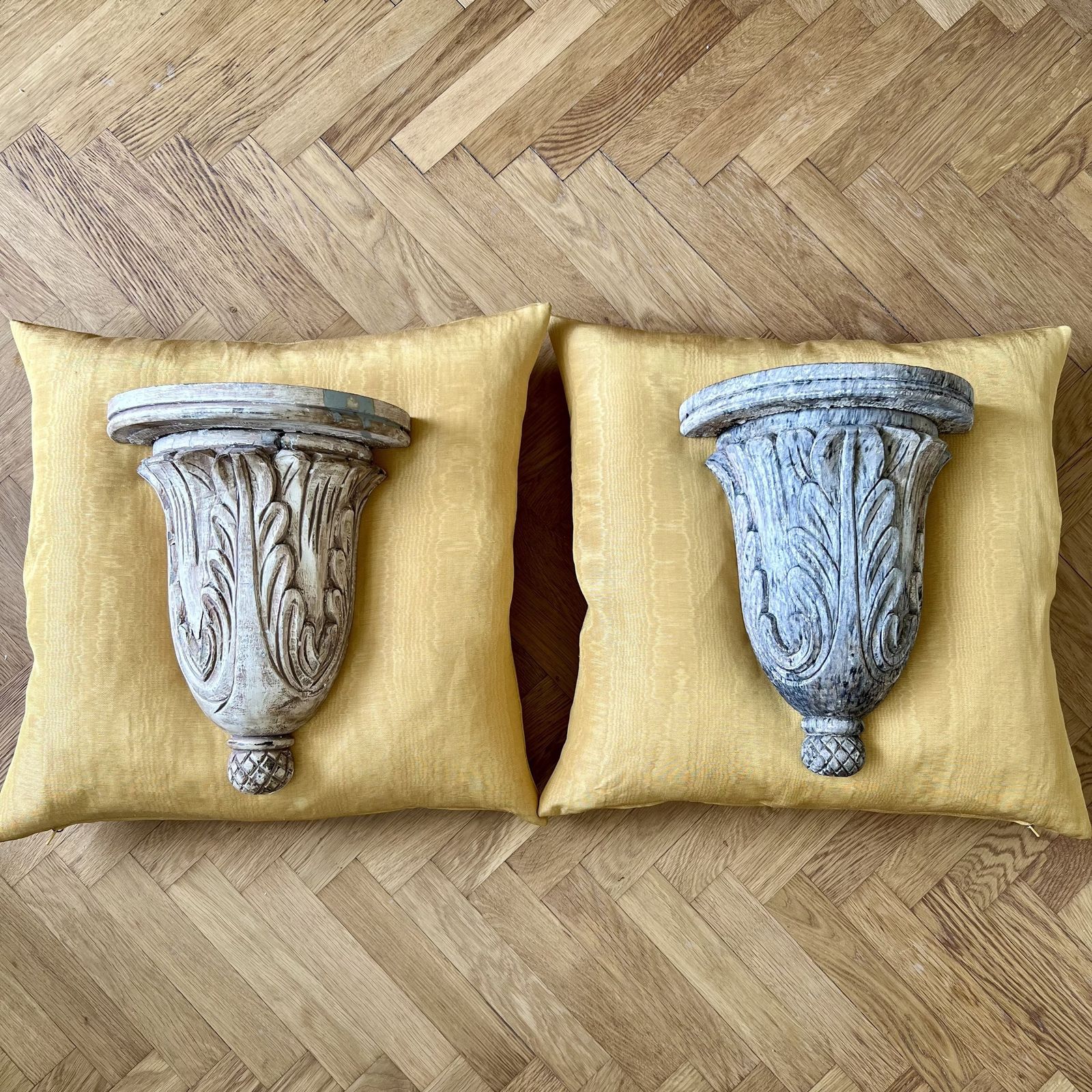 Wooden Wall Pedestals, Mid 20th Century