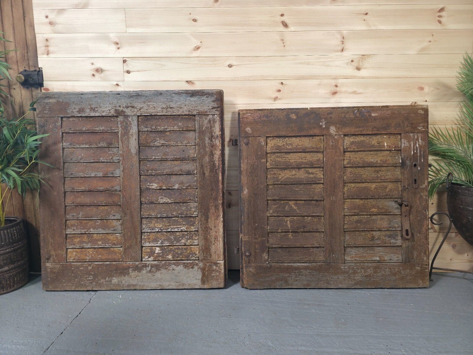 Antique French Split 2 Piece Rustic Wooden Vineyard Cellar Stable Door