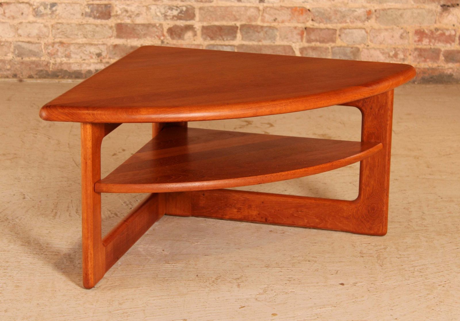 Danish Mid Century Solid Teak Corner / Coffee Table With A Magazine Shelf By S. Burchardt Nielsen, Circa 1970s photo furniture