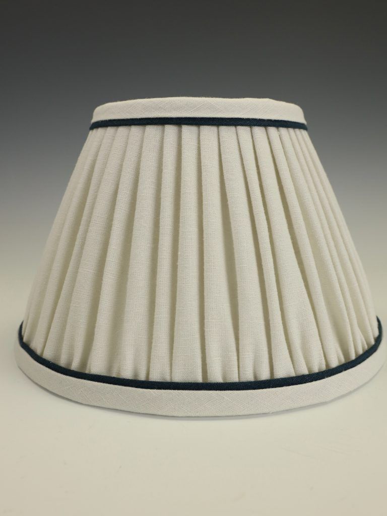 Small Empire Lampshade – Ecru With Ink Trim | Handmade In The Uk