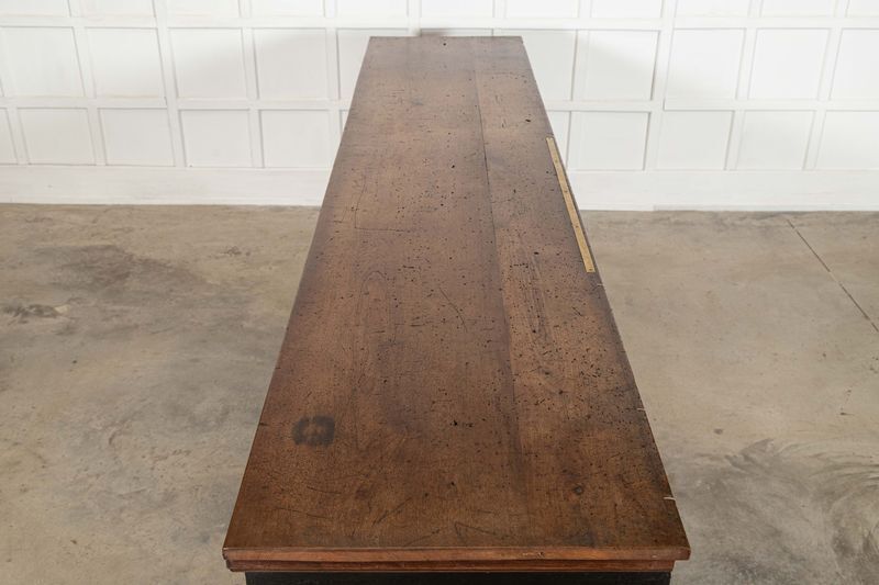 Monumental 19thc English Walnut Top Ebonised Pine Haberdashery Shop Counter photo vintage