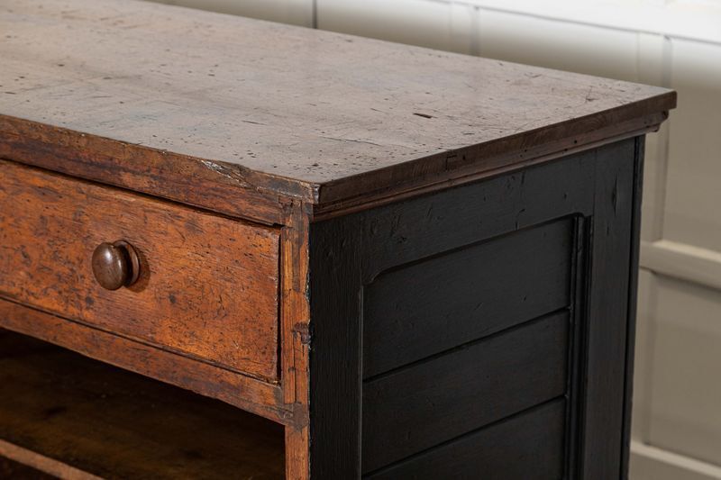 photo vintage Monumental 19thc English Walnut Top Ebonised Pine Haberdashery Shop Counter