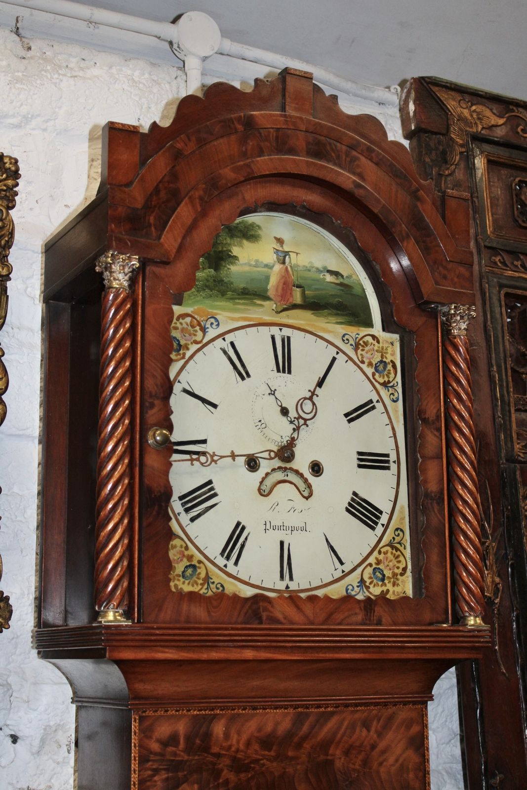 Antique Welsh Victorian Long Case Mahogany Grandfather Clock R Fox Of Pontypool photo 725.0