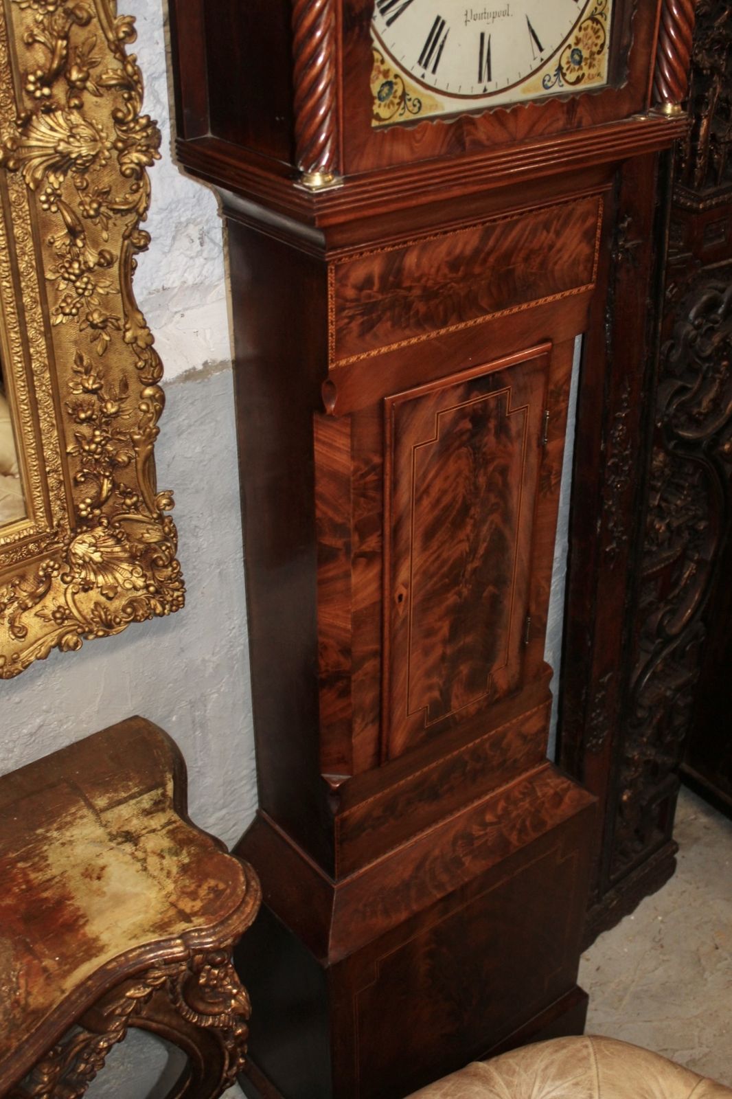 photo vintage Antique Welsh Victorian Long Case Mahogany Grandfather Clock R Fox Of Pontypool