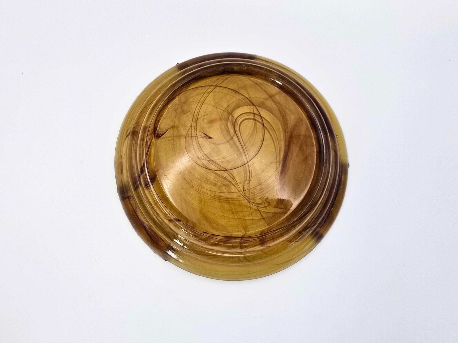 Art Deco Davidson Cloud Glass Flower Bowl   3 Piece Brown Depression Glass 1930s #10/1910 photo buy