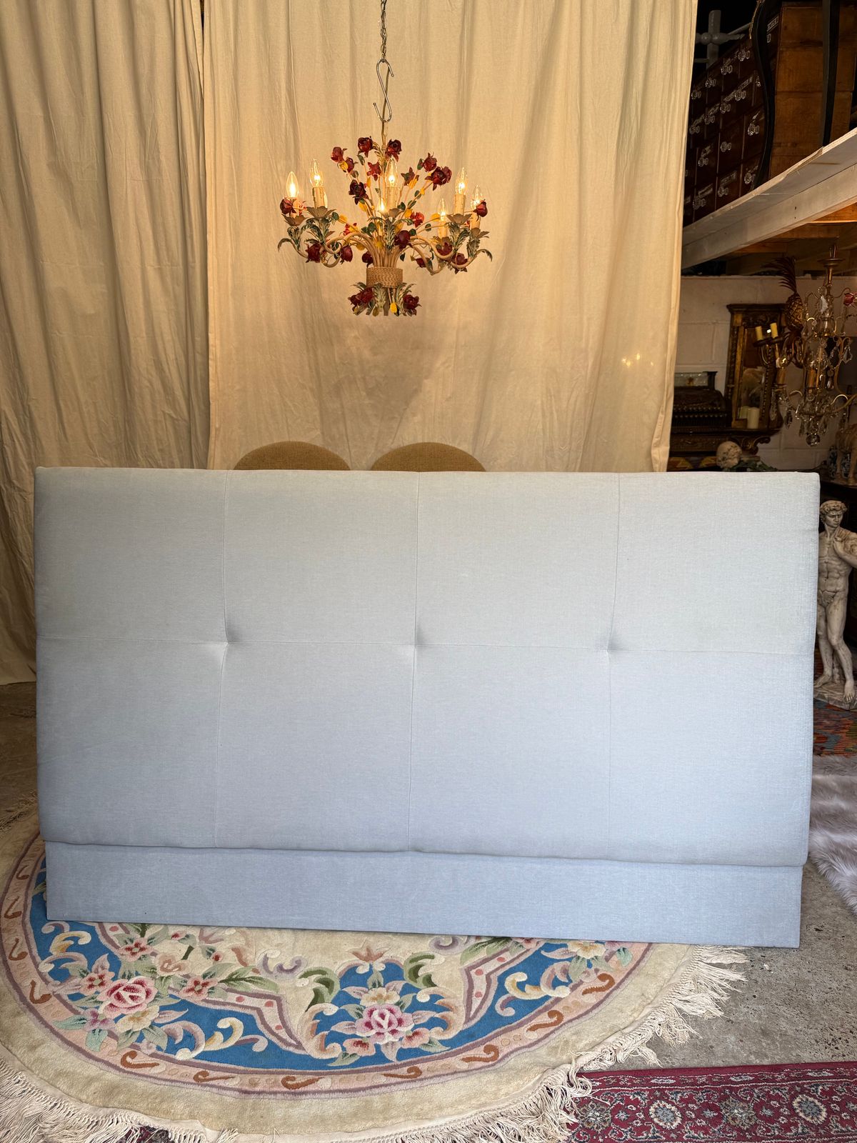 Bespoke Interior Design Super King Size Headboard Upholstered Tufted Bed Grey photo furniture