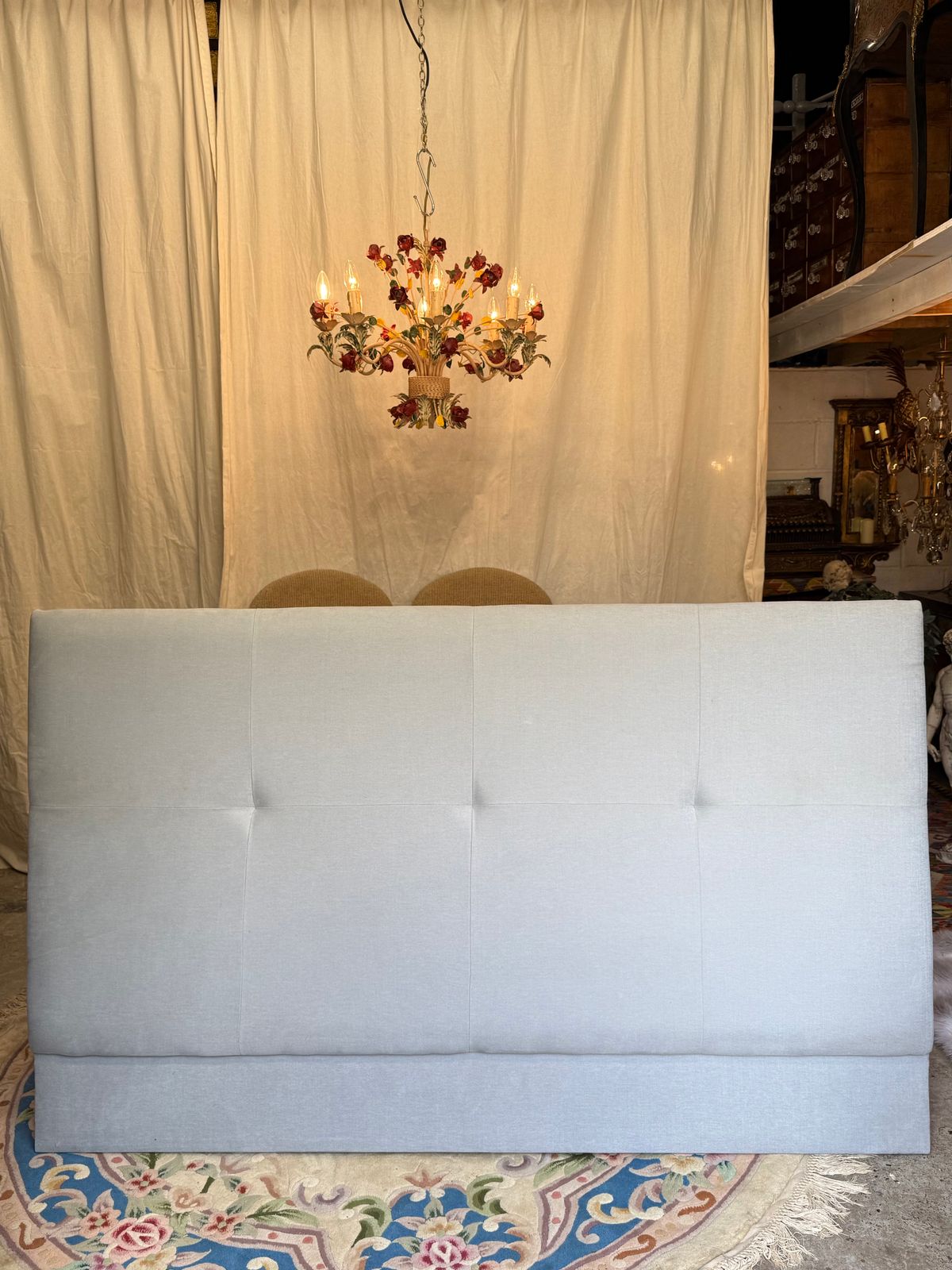 Bespoke Interior Design Super King Size Headboard Upholstered Tufted Bed Grey