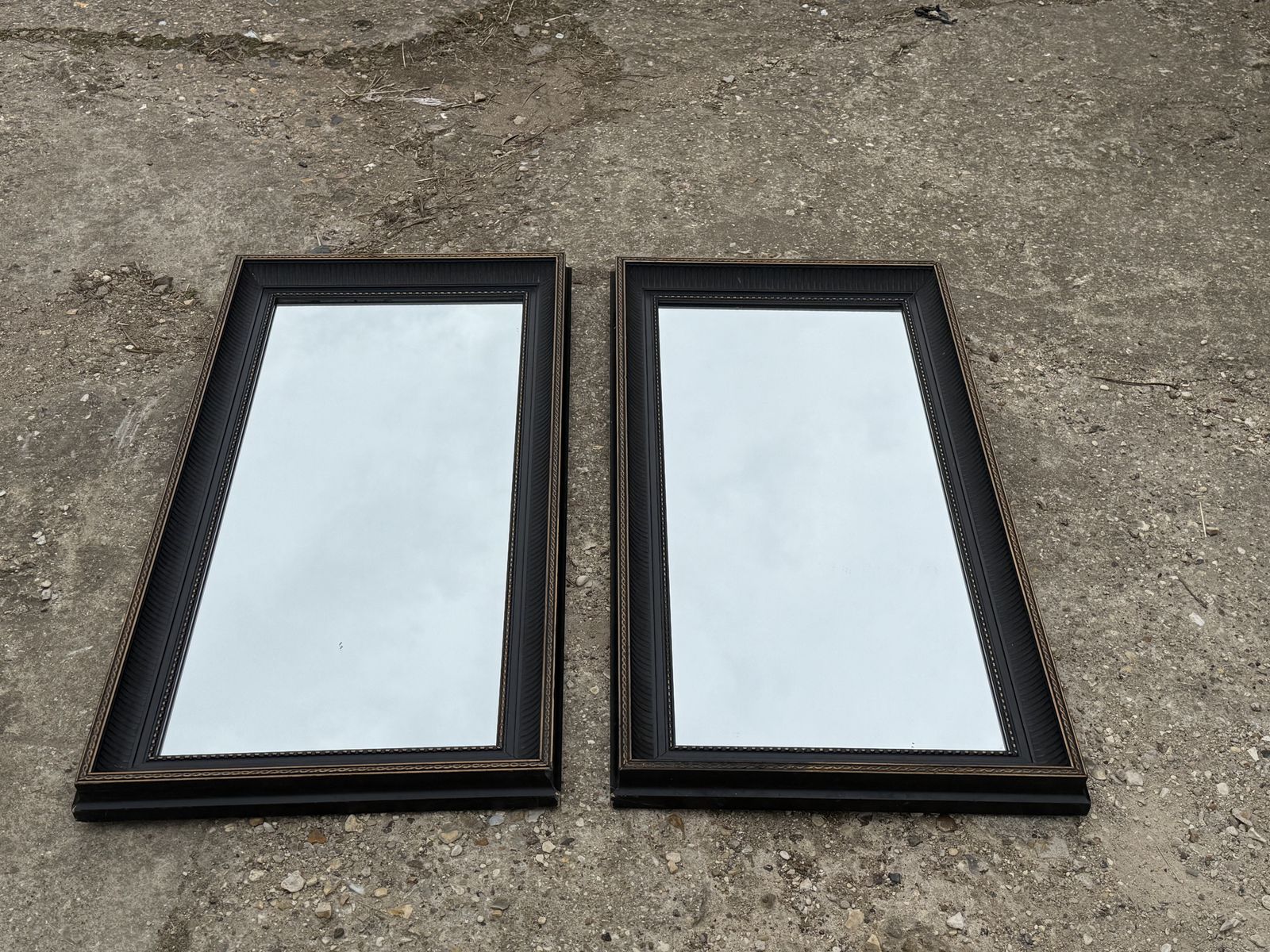 Pair Of Black And Gold Mirrors Minimal Sophisticated Wall Mirrors photo buy