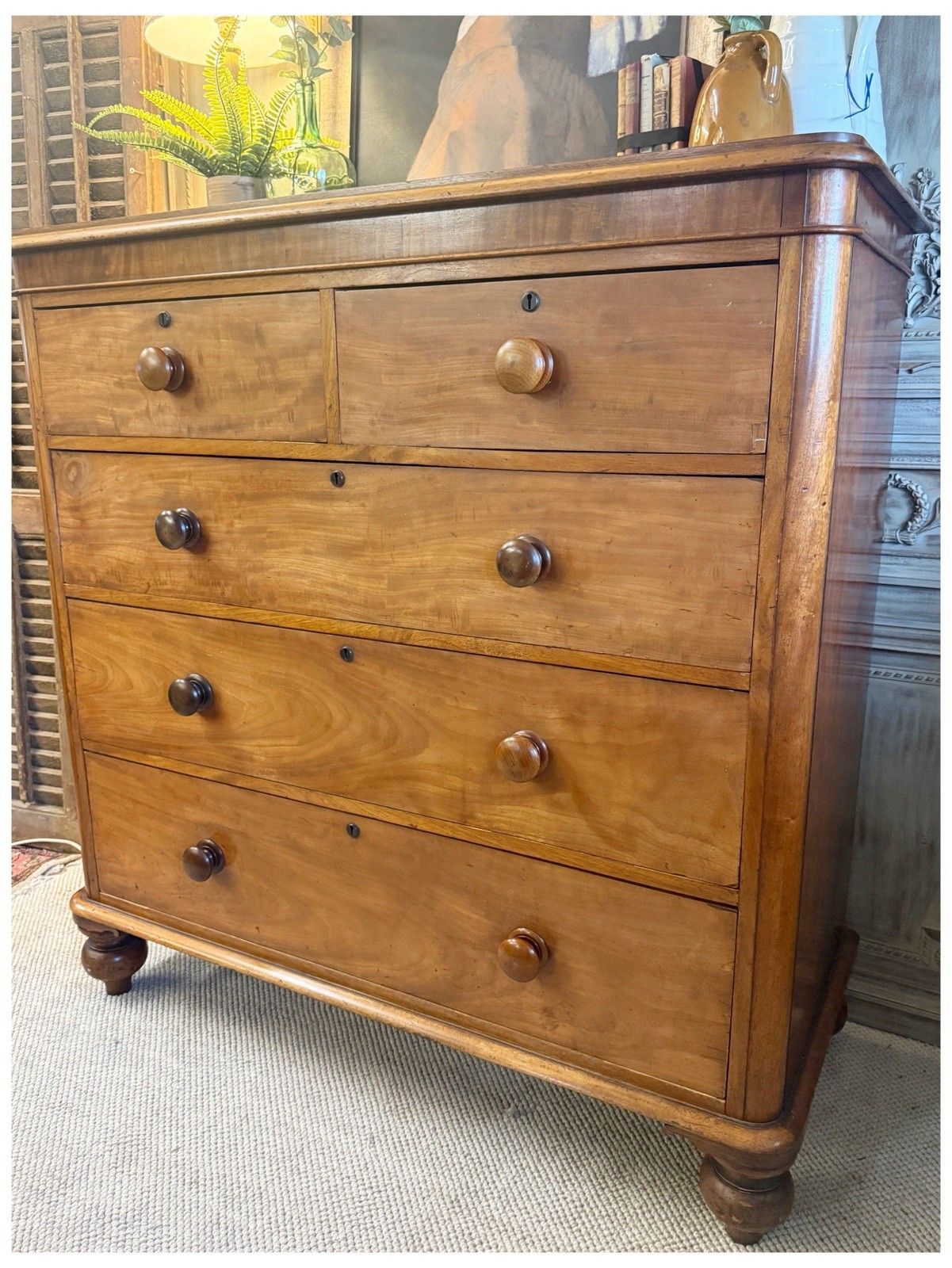 C1870 Large Mahogany Victorian Chest Of Drawers With Tulip Feet photo for sale