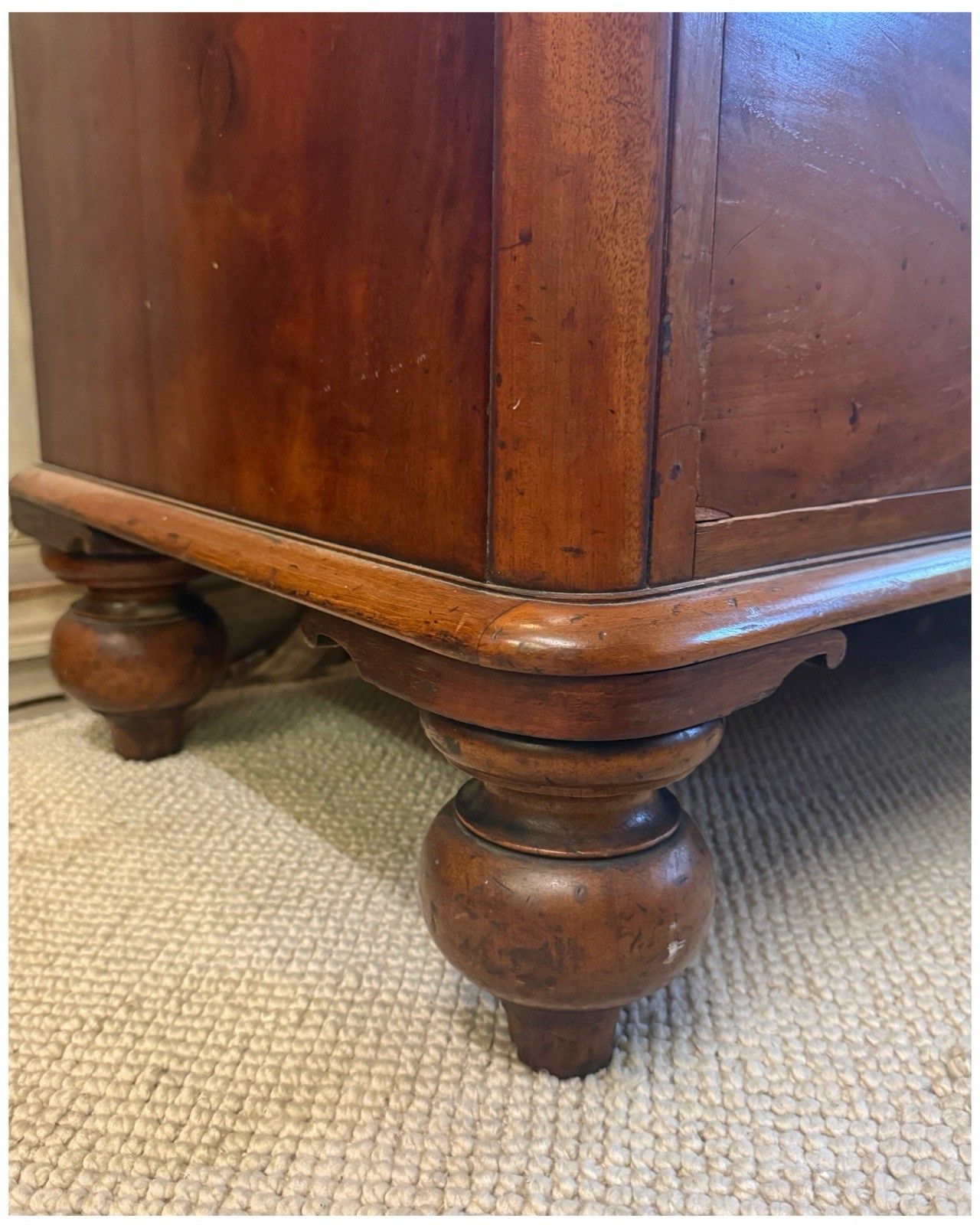 C1870 Large Mahogany Victorian Chest Of Drawers With Tulip Feet photo vinterior