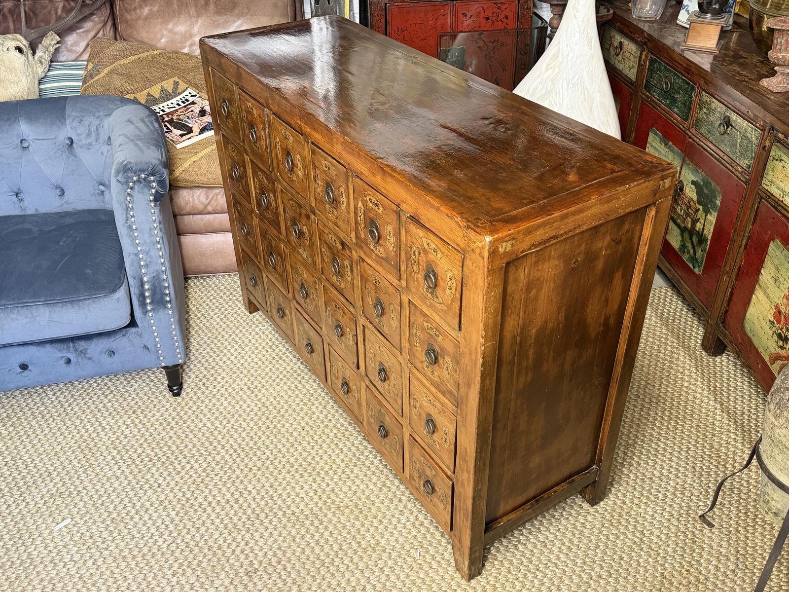 Chinese Apothecary Chest Of 24 Drawers Oriental Sideboard photo vintage