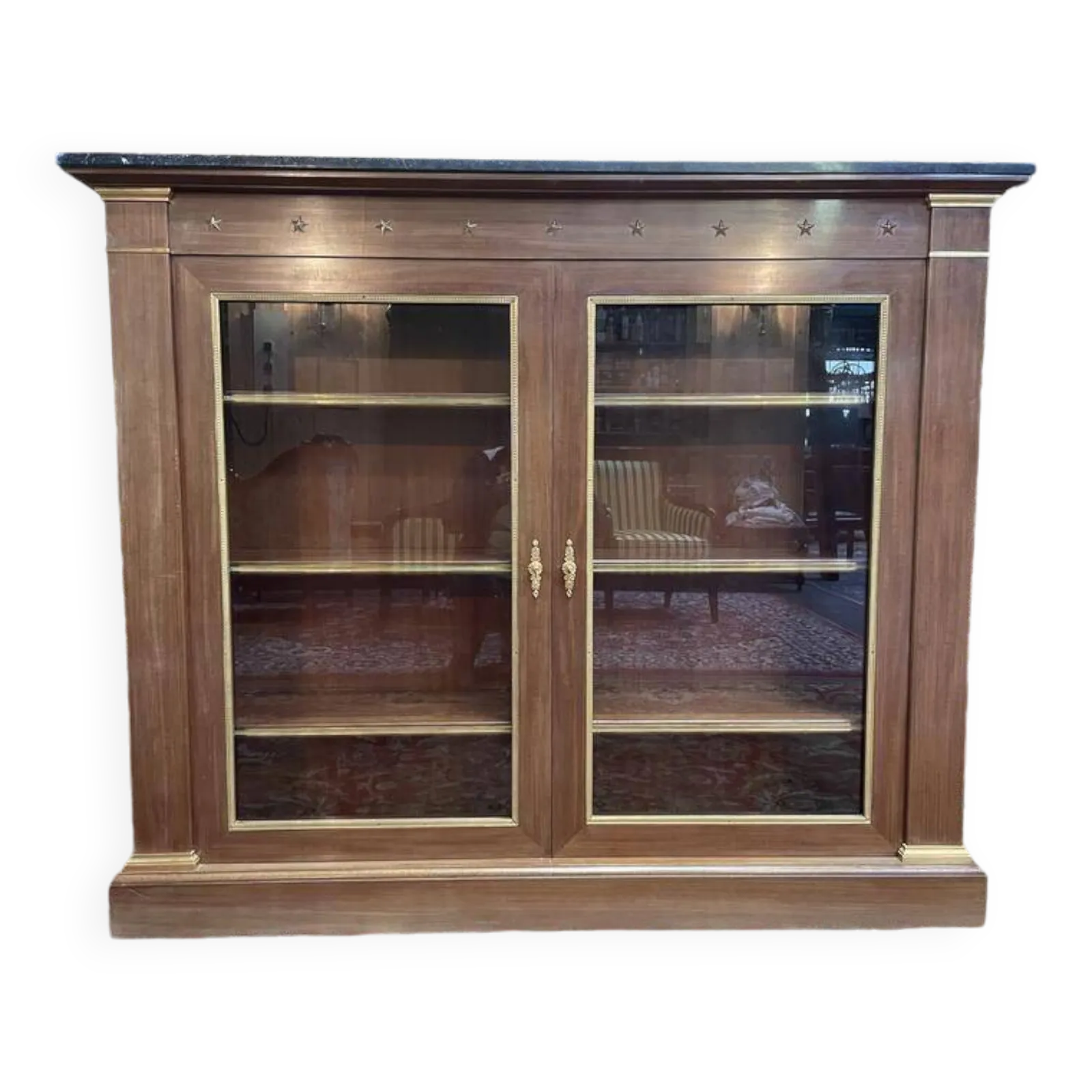 Library   Empire Style Display Cabinet In Mahogany And Black Marble