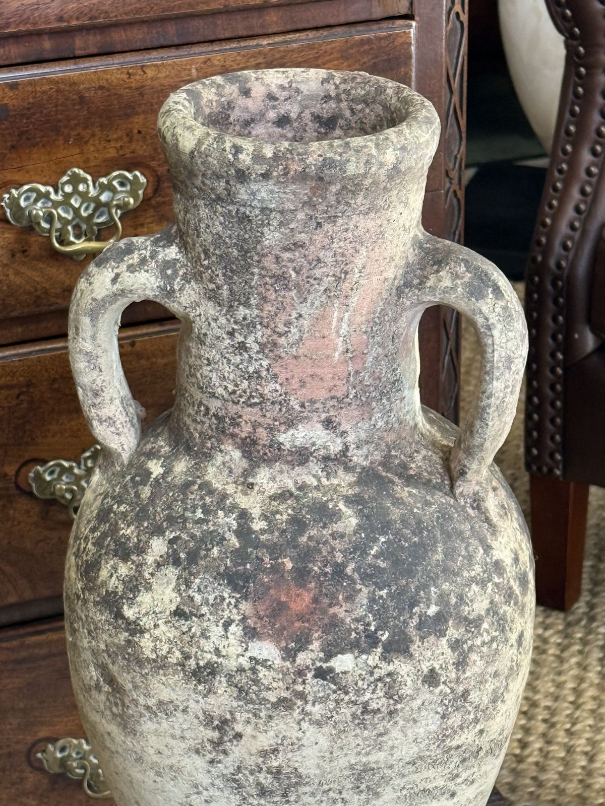 Olive Urn On Metal Stand Terracotta Pottery Amphora photo 175.0