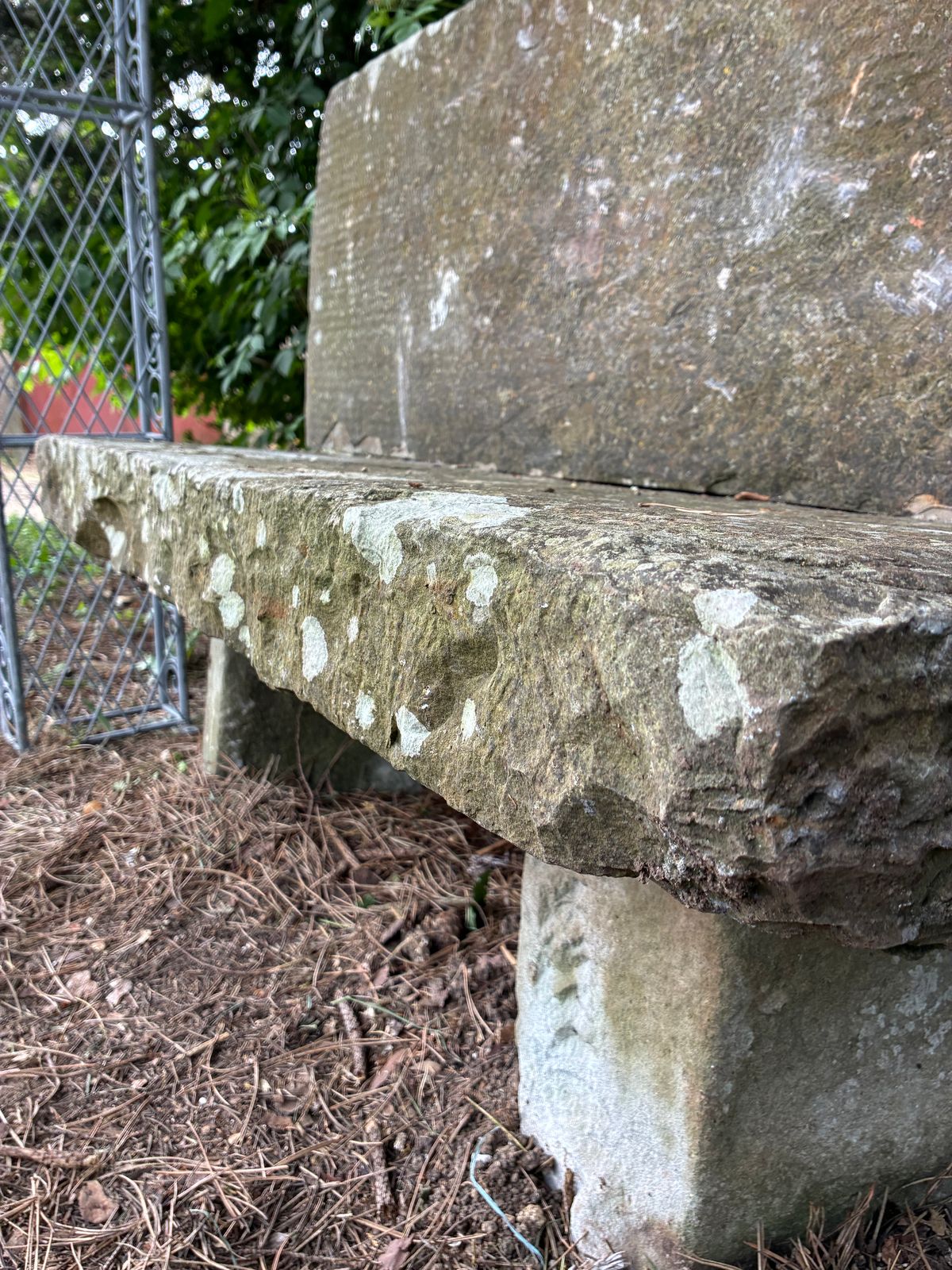 photo furniture Antique Carved Stone Slab Bench Hand Made Weathered Stone Bench