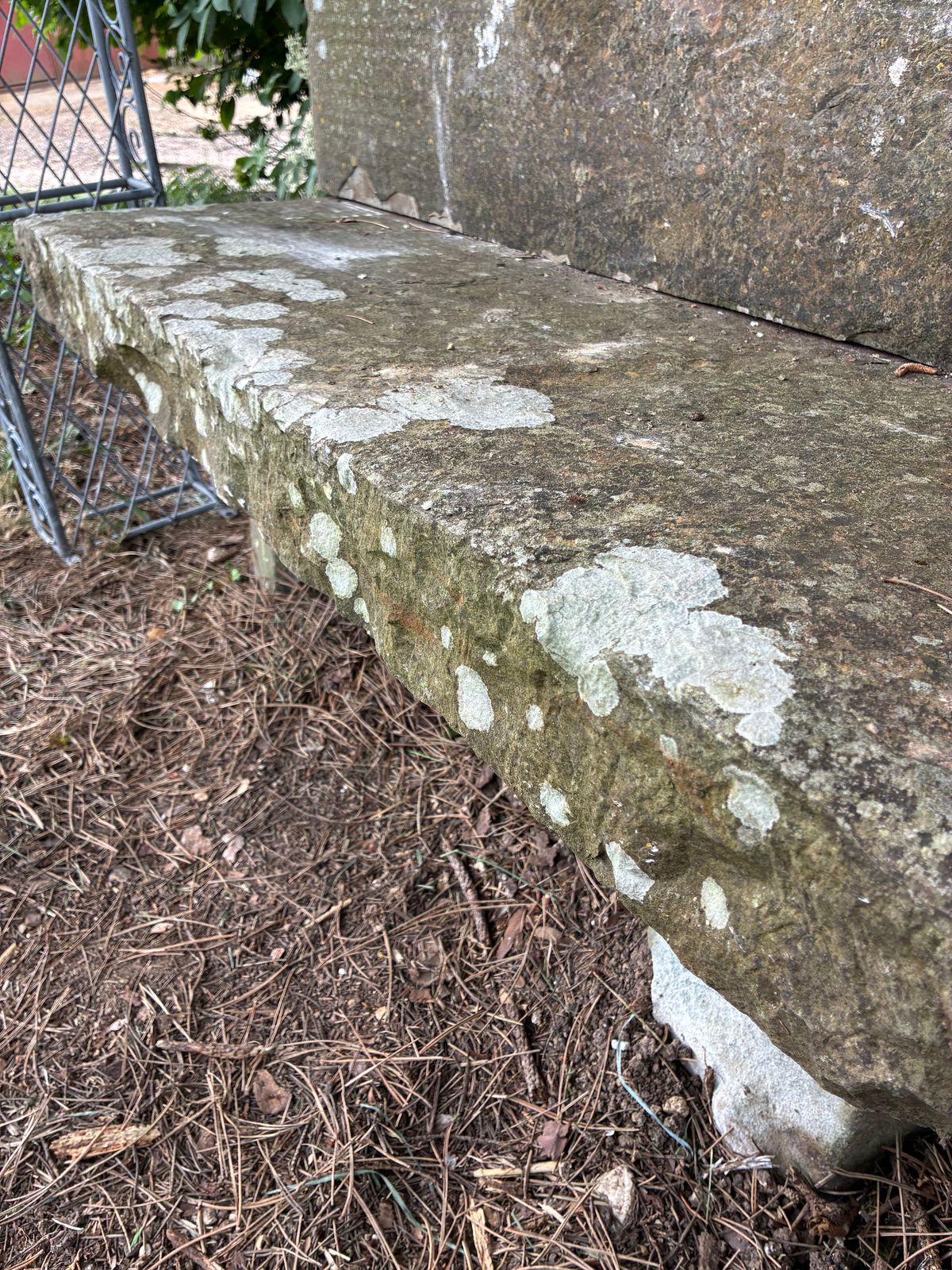 photo for sale Antique Carved Stone Slab Bench Hand Made Weathered Stone Bench