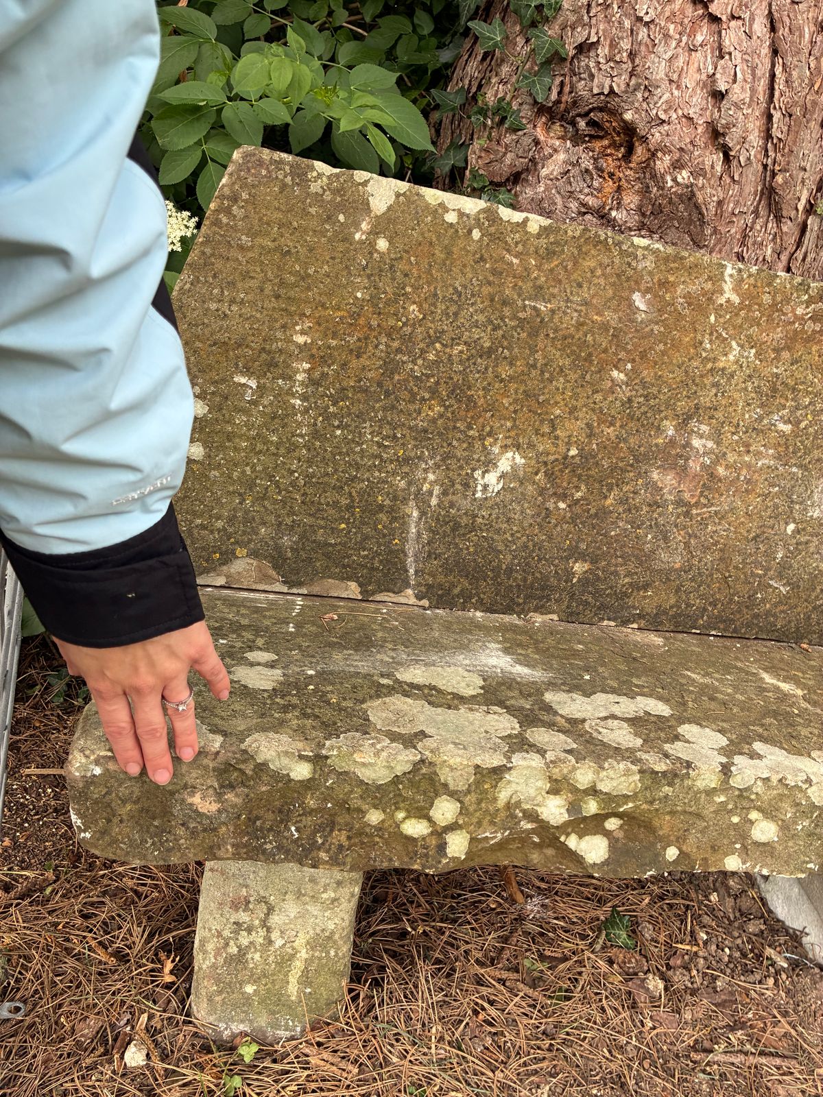 photo buy Antique Carved Stone Slab Bench Hand Made Weathered Stone Bench