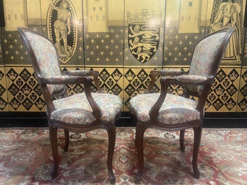 Pair Of Louis XV Style Oak Armchairs photo 416.0