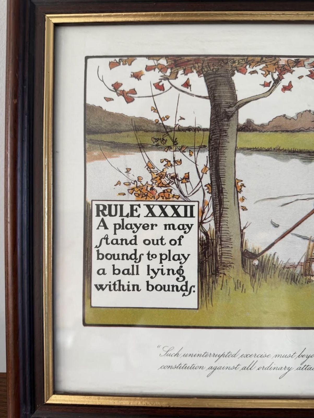 Vintage Golf Artwork   Charles Crombie “Rules Of Golf” Print photo Art