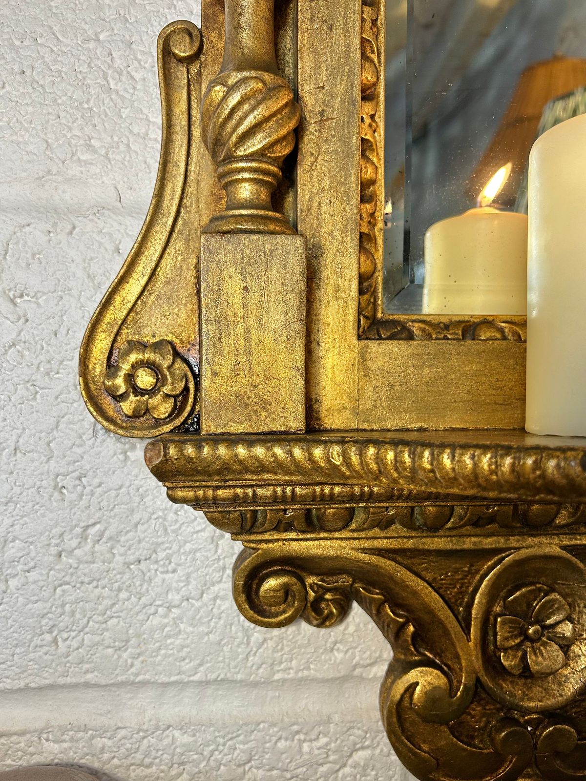 Antique French Style Gilt Wall Mirror Vanity Mirror Chas. H. West Mirror Shelf photo furniture